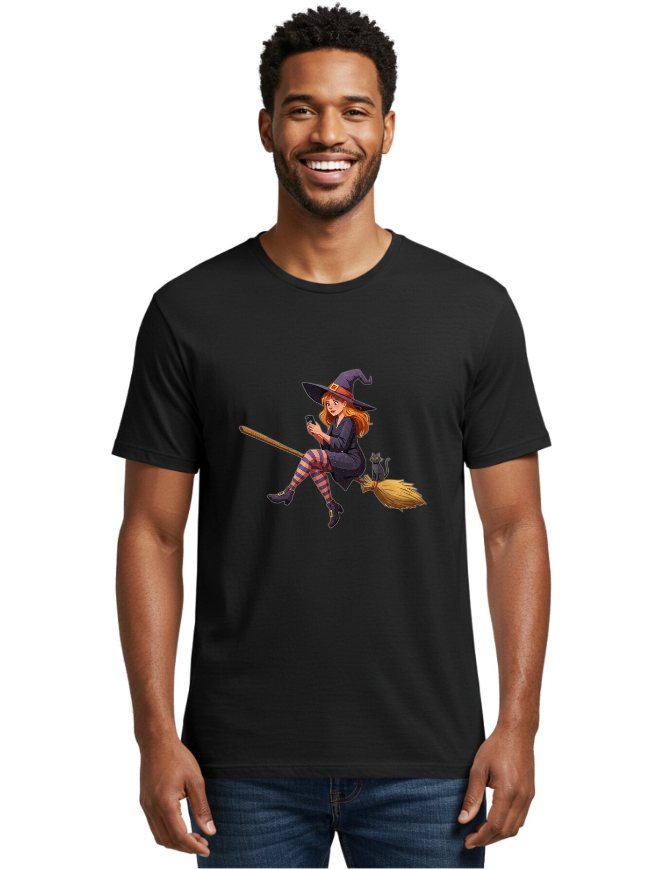 Witch-On-Broomstick-4 Men'S Graphic Tee, 100% Cotton, Comfortable Casual Summer Wear, Machine Washable, Vintage Camera, Old Camera, Antique Camera, Black Camera, Classic Photography, Photography Equipment, Nostalgic Device, Film Camera, Baq211 19