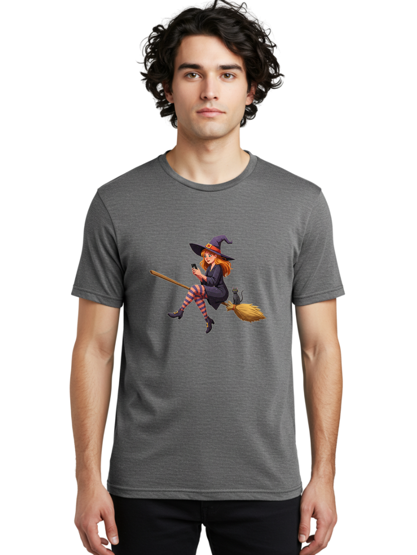 Witch-On-Broomstick-4 Men'S Graphic Tee, 100% Cotton, Comfortable Casual Summer Wear, Machine Washable, Vintage Camera, Old Camera, Antique Camera, Black Camera, Classic Photography, Photography Equipment, Nostalgic Device, Film Camera, Baq211 17