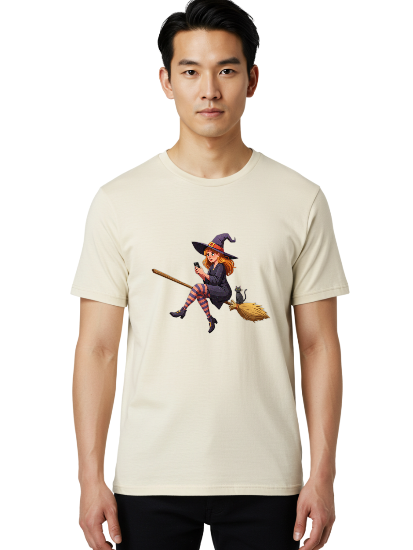 Witch-On-Broomstick-4 Men'S Graphic Tee, 100% Cotton, Comfortable Casual Summer Wear, Machine Washable, Vintage Camera, Old Camera, Antique Camera, Black Camera, Classic Photography, Photography Equipment, Nostalgic Device, Film Camera, Baq211 16