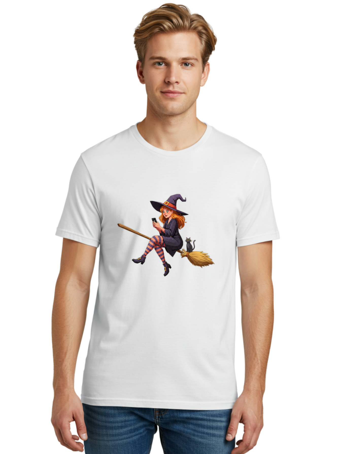 Witch-On-Broomstick-4 Men'S Graphic Tee, 100% Cotton, Comfortable Casual Summer Wear, Machine Washable, Vintage Camera, Old Camera, Antique Camera, Black Camera, Classic Photography, Photography Equipment, Nostalgic Device, Film Camera, Baq211 24