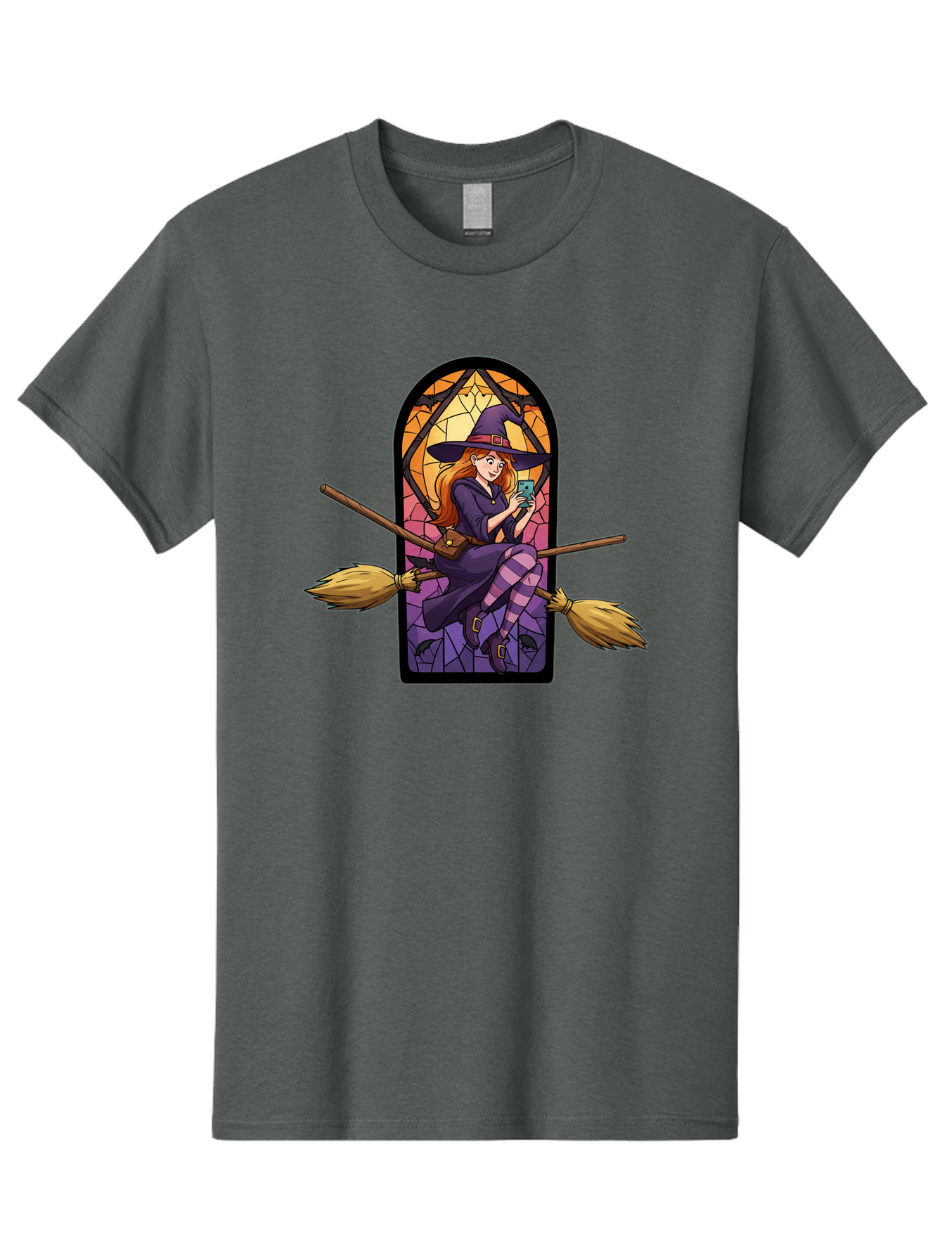 Witch-On-Broomstick-With-Smartphone Men'S Graphic Tee, 100% Cotton, Comfortable Casual Summer Wear, Machine Washable, Vintage Camera, Old Camera, Antique Camera, Black Camera, Classic Photography, Photography Equipment, Nostalgic Device, Baq212 13
