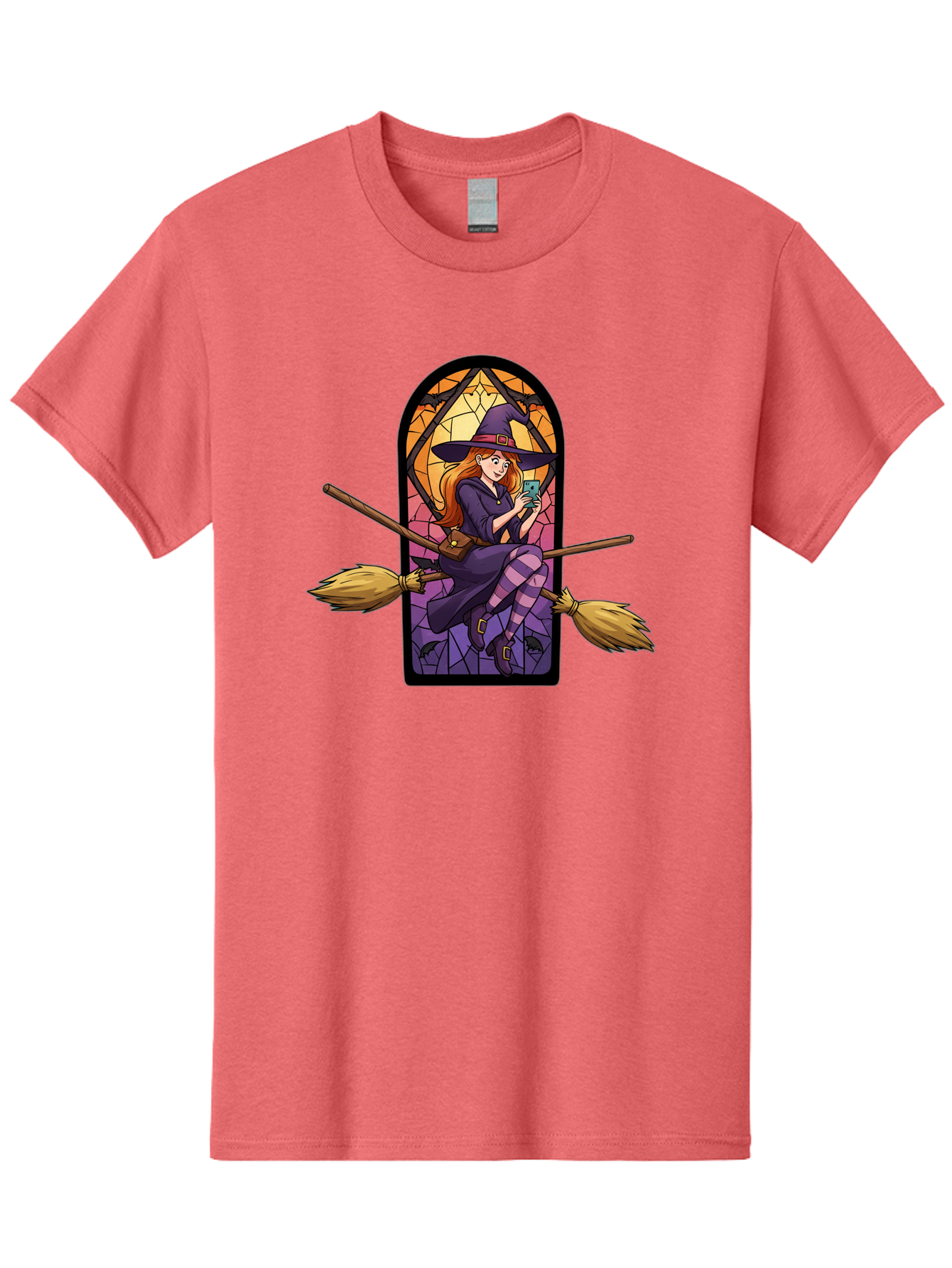 Witch-On-Broomstick-With-Smartphone Men'S Graphic Tee, 100% Cotton, Comfortable Casual Summer Wear, Machine Washable, Vintage Camera, Old Camera, Antique Camera, Black Camera, Classic Photography, Photography Equipment, Nostalgic Device, Baq212 3