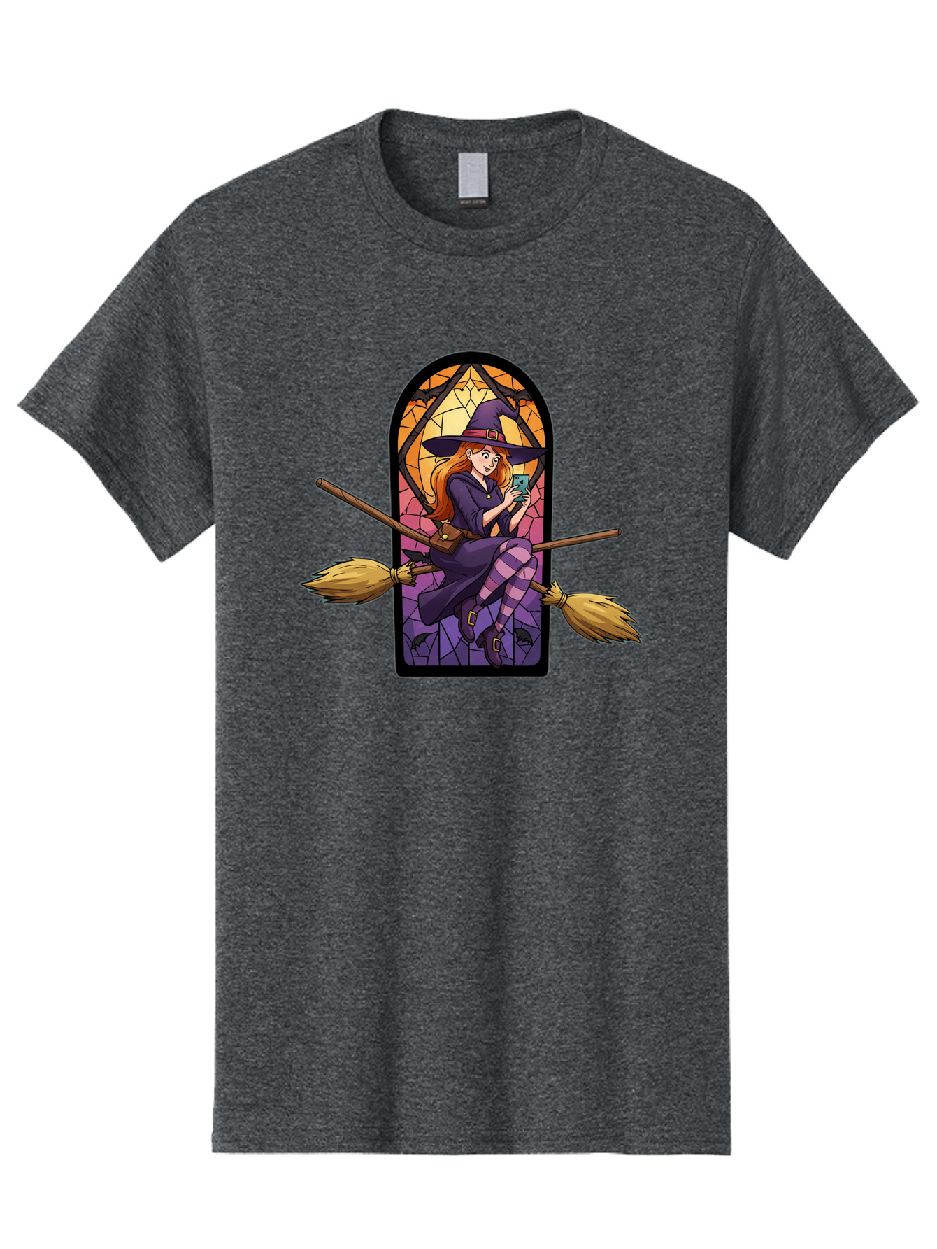 Witch-On-Broomstick-With-Smartphone Men'S Graphic Tee, 100% Cotton, Comfortable Casual Summer Wear, Machine Washable, Vintage Camera, Old Camera, Antique Camera, Black Camera, Classic Photography, Photography Equipment, Nostalgic Device, Baq212 11
