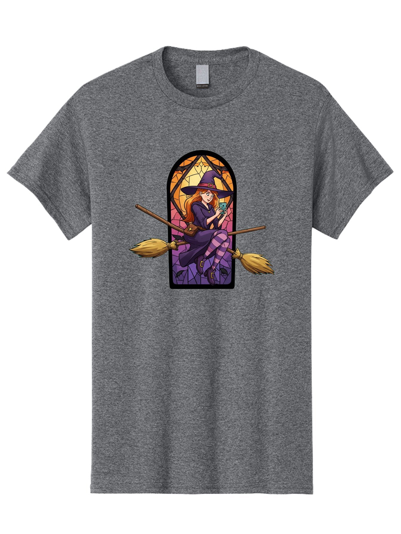 Witch-On-Broomstick-With-Smartphone Men'S Graphic Tee, 100% Cotton, Comfortable Casual Summer Wear, Machine Washable, Vintage Camera, Old Camera, Antique Camera, Black Camera, Classic Photography, Photography Equipment, Nostalgic Device, Baq212 14