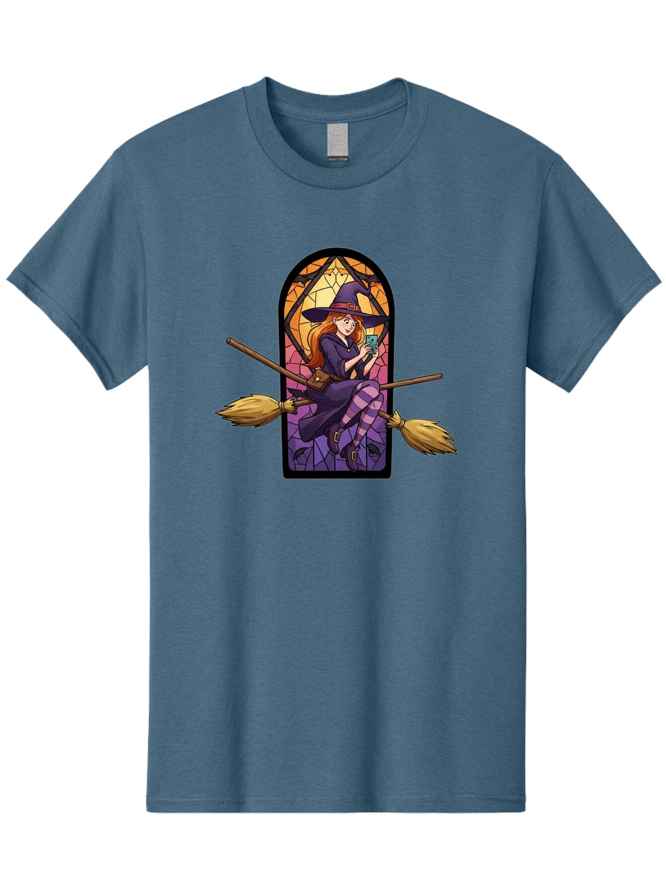 Witch-On-Broomstick-With-Smartphone Men'S Graphic Tee, 100% Cotton, Comfortable Casual Summer Wear, Machine Washable, Vintage Camera, Old Camera, Antique Camera, Black Camera, Classic Photography, Photography Equipment, Nostalgic Device, Baq212 8