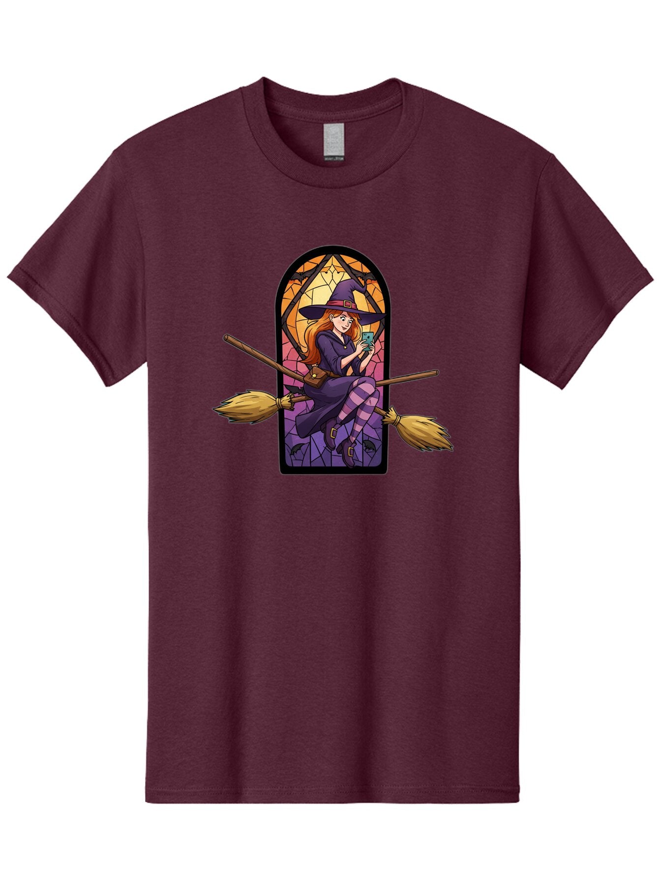 Witch-On-Broomstick-With-Smartphone Men'S Graphic Tee, 100% Cotton, Comfortable Casual Summer Wear, Machine Washable, Vintage Camera, Old Camera, Antique Camera, Black Camera, Classic Photography, Photography Equipment, Nostalgic Device, Baq212 4