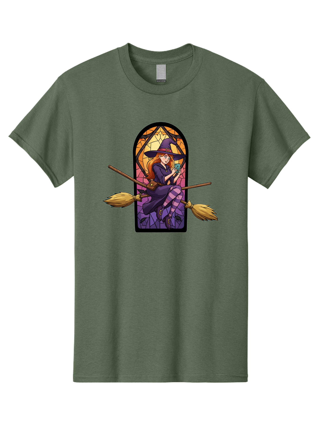Witch-On-Broomstick-With-Smartphone Men'S Graphic Tee, 100% Cotton, Comfortable Casual Summer Wear, Machine Washable, Vintage Camera, Old Camera, Antique Camera, Black Camera, Classic Photography, Photography Equipment, Nostalgic Device, Baq212 15