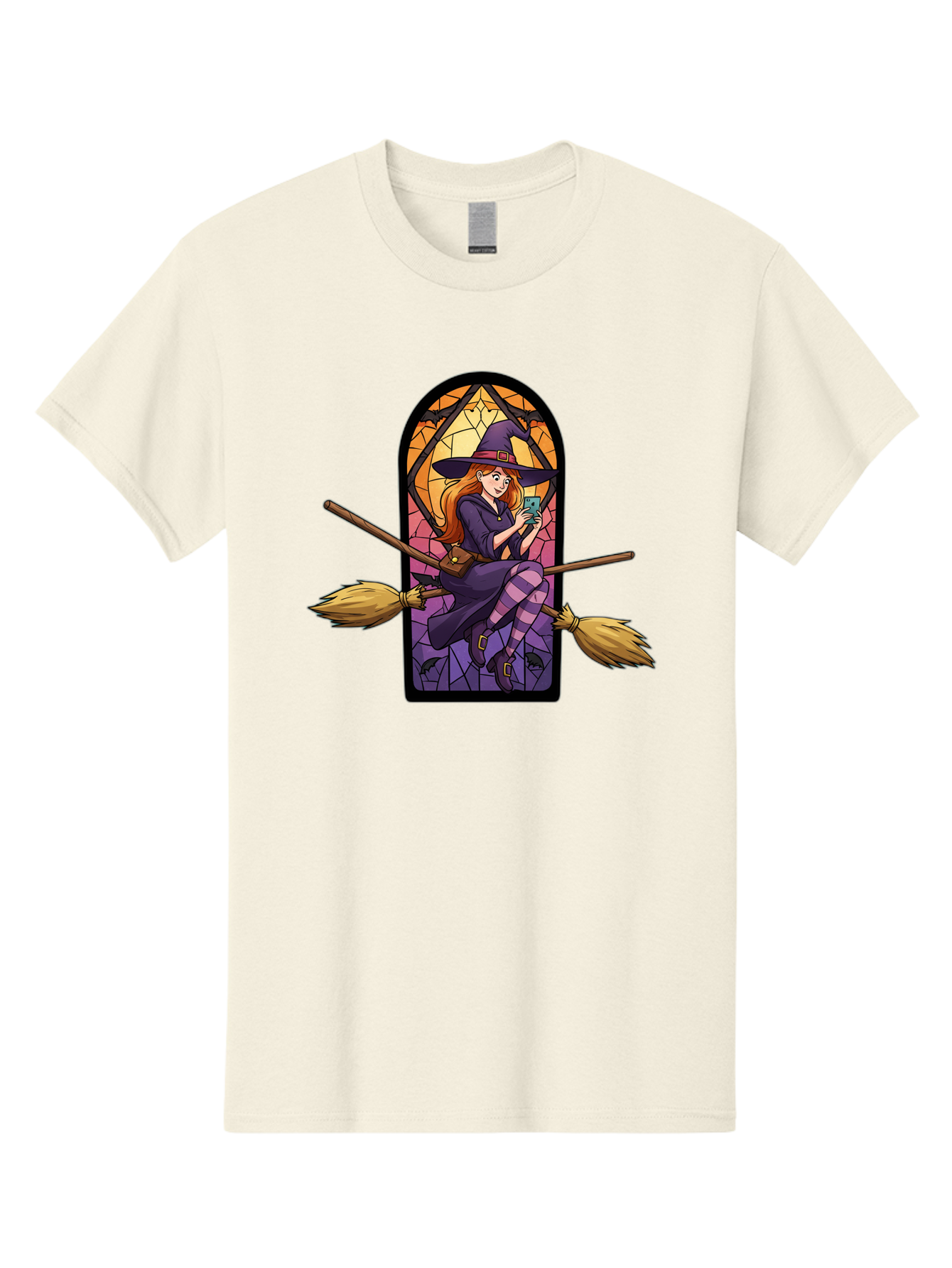 Witch-On-Broomstick-With-Smartphone Men'S Graphic Tee, 100% Cotton, Comfortable Casual Summer Wear, Machine Washable, Vintage Camera, Old Camera, Antique Camera, Black Camera, Classic Photography, Photography Equipment, Nostalgic Device, Baq212 4