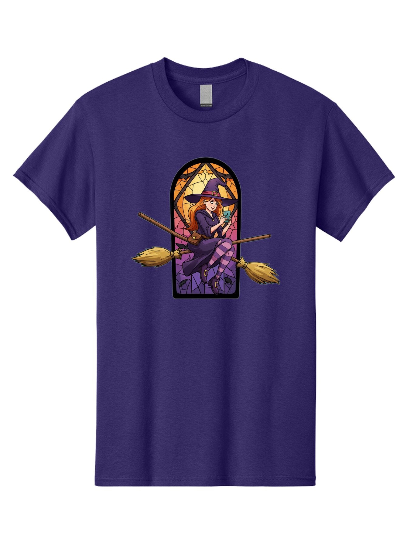 Witch-On-Broomstick-With-Smartphone Men'S Graphic Tee, 100% Cotton, Comfortable Casual Summer Wear, Machine Washable, Vintage Camera, Old Camera, Antique Camera, Black Camera, Classic Photography, Photography Equipment, Nostalgic Device, Baq212 11