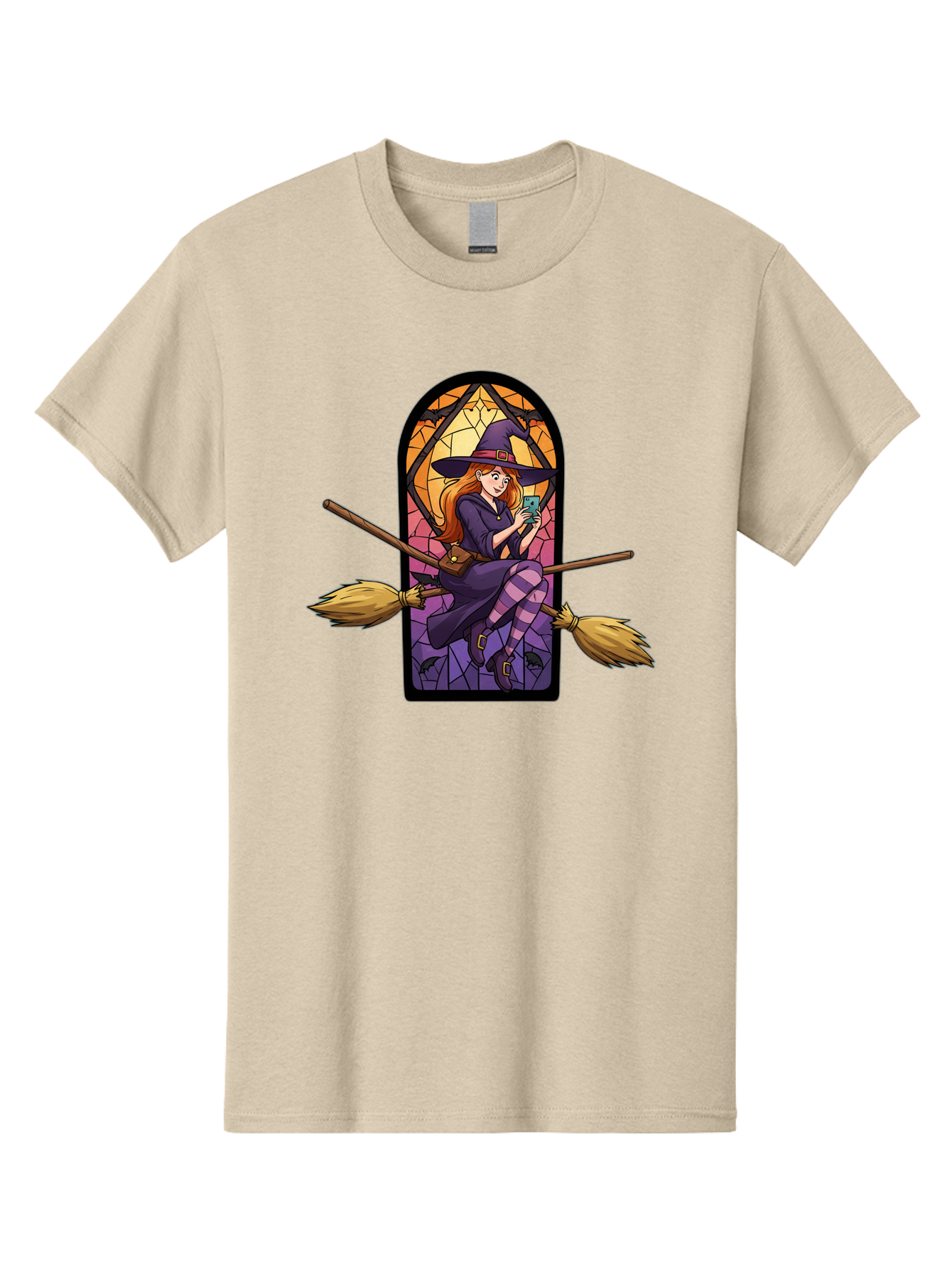 Witch-On-Broomstick-With-Smartphone Men'S Graphic Tee, 100% Cotton, Comfortable Casual Summer Wear, Machine Washable, Vintage Camera, Old Camera, Antique Camera, Black Camera, Classic Photography, Photography Equipment, Nostalgic Device, Baq212 10