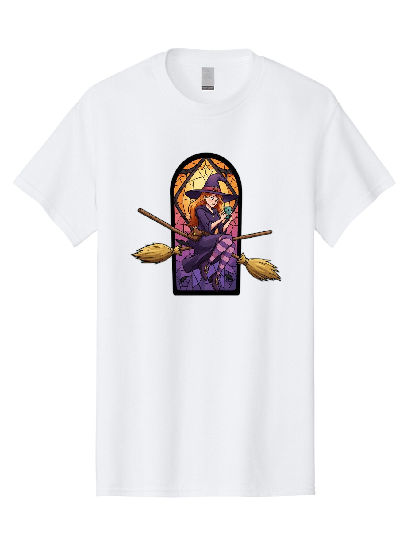 Witch-On-Broomstick-With-Smartphone Men'S Graphic Tee, 100% Cotton, Comfortable Casual Summer Wear, Machine Washable, Vintage Camera, Old Camera, Antique Camera, Black Camera, Classic Photography, Photography Equipment, Nostalgic Device, Baq212 15