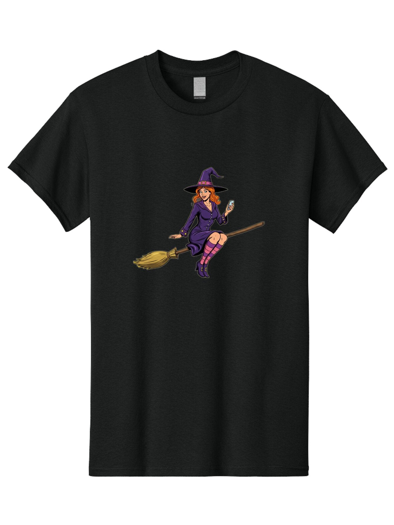 Witch-With-Smartphone Men'S Graphic Tee, 100% Cotton, Comfortable Casual Summer Wear, Machine Washable, Vintage Camera, Old Camera, Antique Camera, Black Camera, Classic Photography, Photography Equipment, Nostalgic Device, Film Camera, Baq214 3