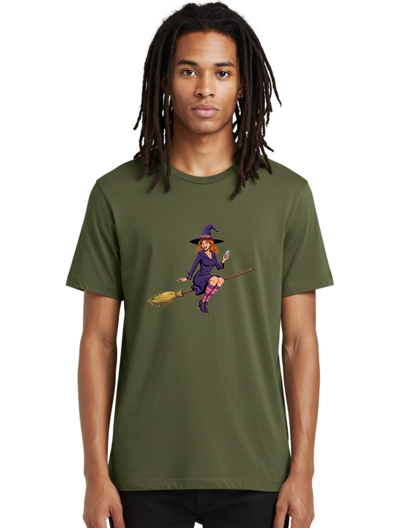 Witch-With-Smartphone Men'S Graphic Tee, 100% Cotton, Comfortable Casual Summer Wear, Machine Washable, Vintage Camera, Old Camera, Antique Camera, Black Camera, Classic Photography, Photography Equipment, Nostalgic Device, Film Camera, Baq214 25
