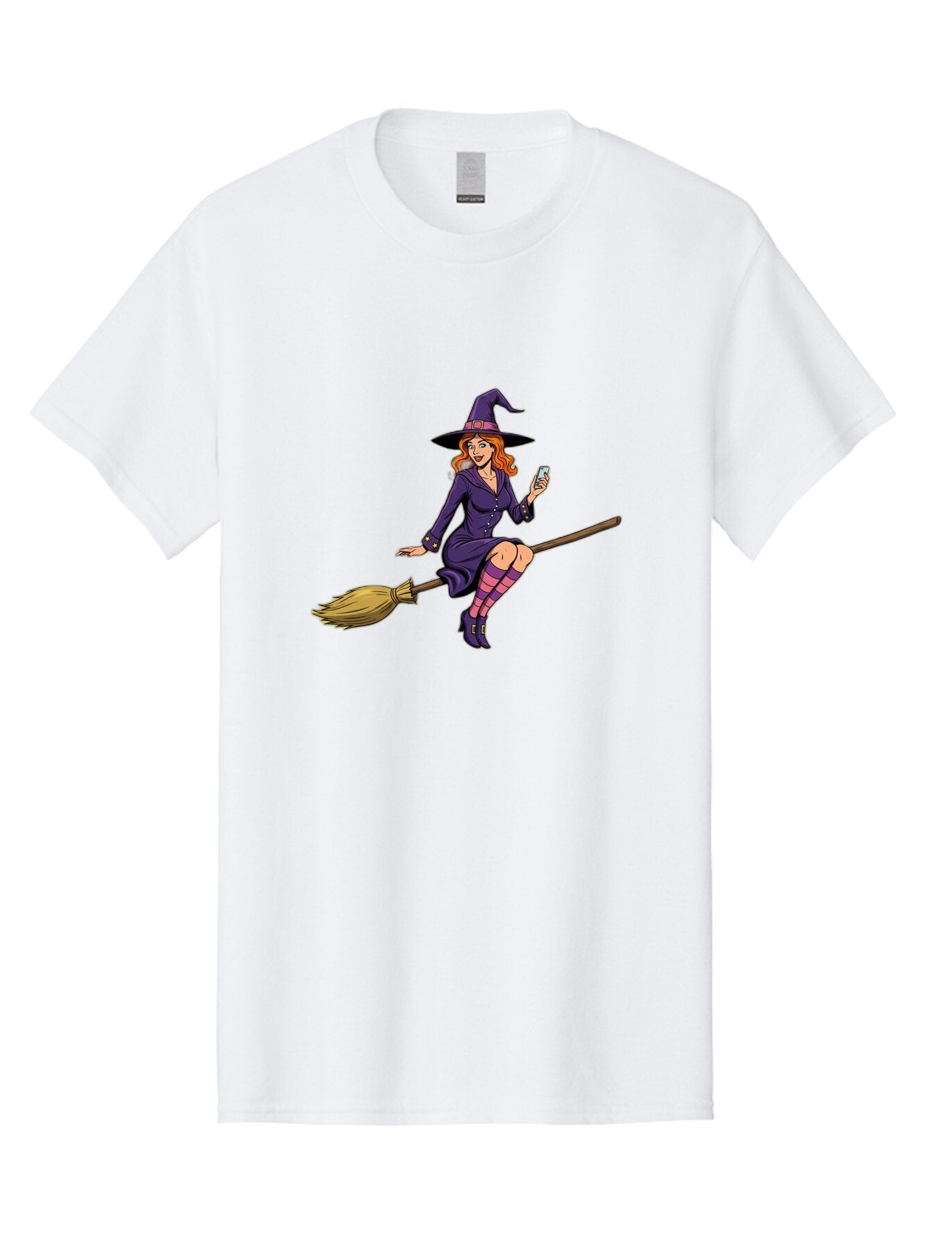 Witch-With-Smartphone Men'S Graphic Tee, 100% Cotton, Comfortable Casual Summer Wear, Machine Washable, Vintage Camera, Old Camera, Antique Camera, Black Camera, Classic Photography, Photography Equipment, Nostalgic Device, Film Camera, Baq214 14