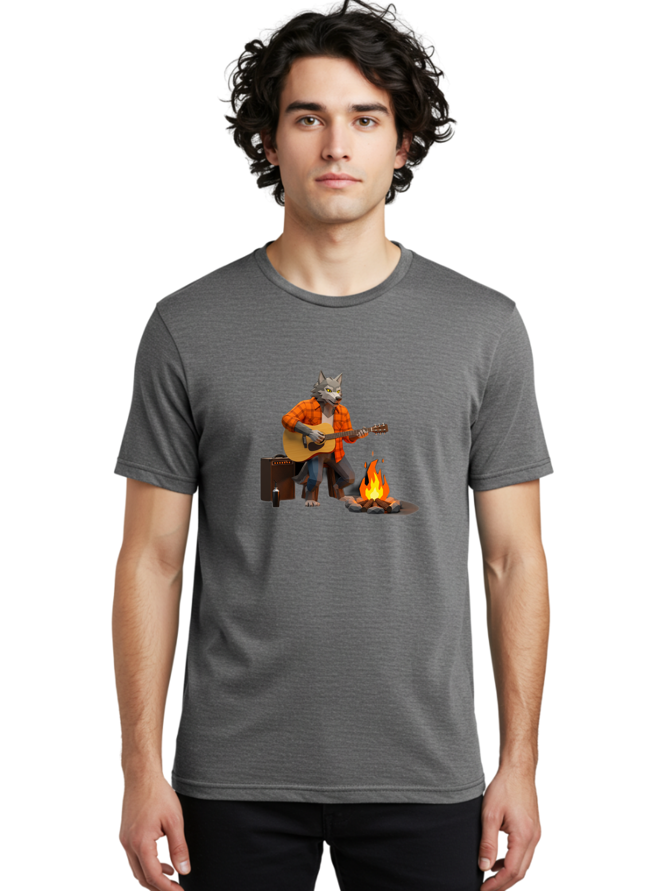 Wolf-Playing-Guitar Men'S Graphic Tee, 100% Cotton, Comfortable Casual Summer Wear, Machine Washable, Vintage Camera, Old Camera, Antique Camera, Black Camera, Classic Photography, Photography Equipment, Nostalgic Device, Film Camera, Baq225 16