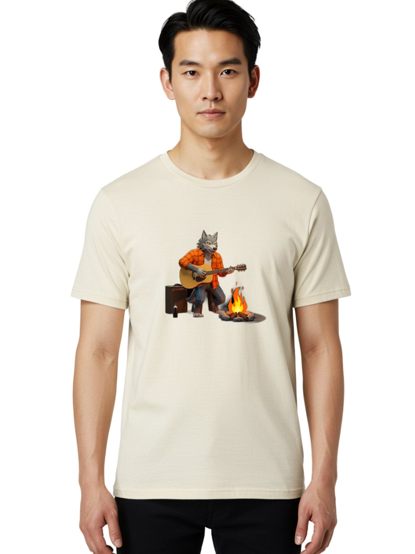 Wolf-Playing-Guitar Men'S Graphic Tee, 100% Cotton, Comfortable Casual Summer Wear, Machine Washable, Vintage Camera, Old Camera, Antique Camera, Black Camera, Classic Photography, Photography Equipment, Nostalgic Device, Film Camera, Baq225 30