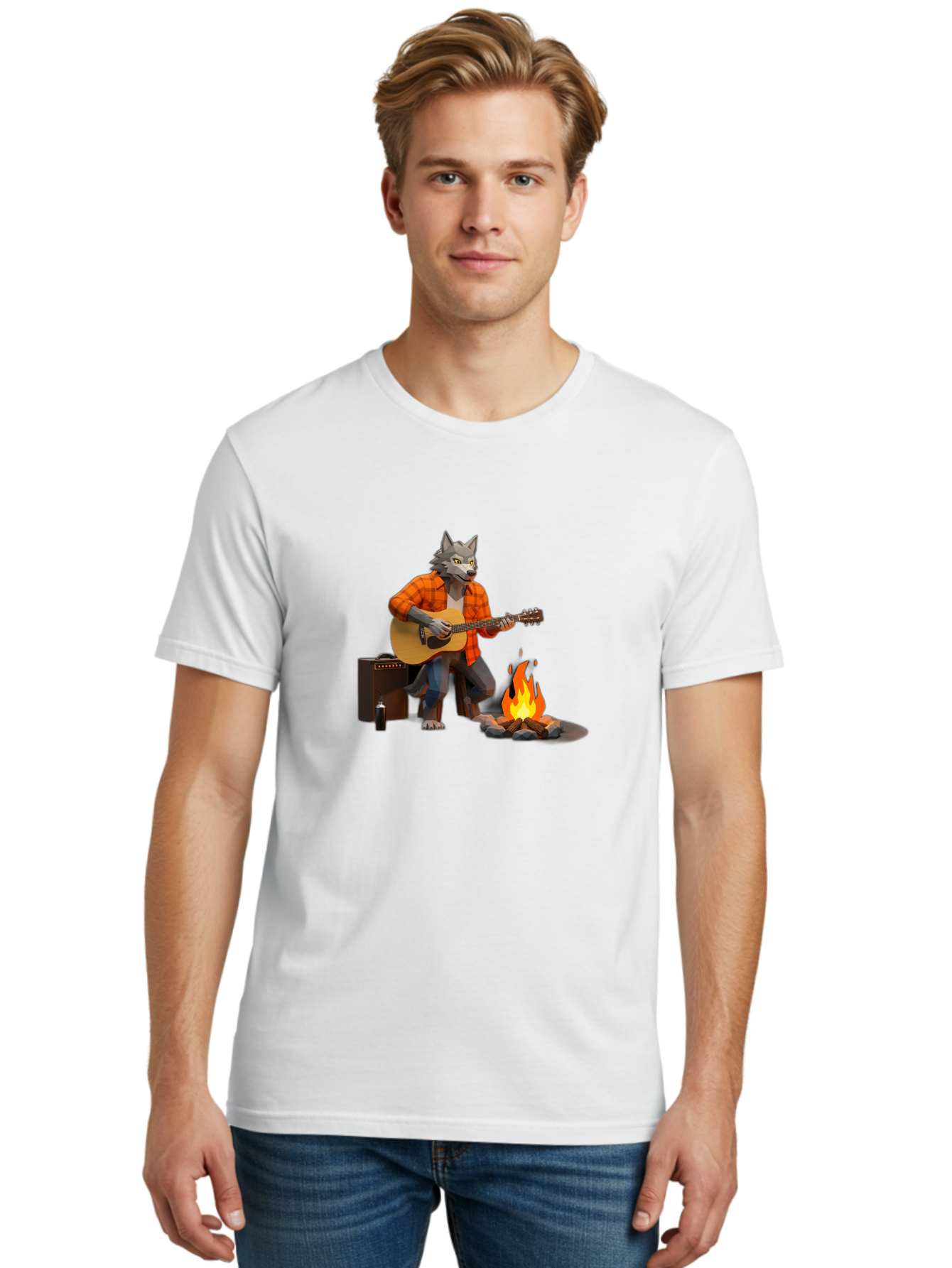 Wolf-Playing-Guitar Men'S Graphic Tee, 100% Cotton, Comfortable Casual Summer Wear, Machine Washable, Vintage Camera, Old Camera, Antique Camera, Black Camera, Classic Photography, Photography Equipment, Nostalgic Device, Film Camera, Baq225 21