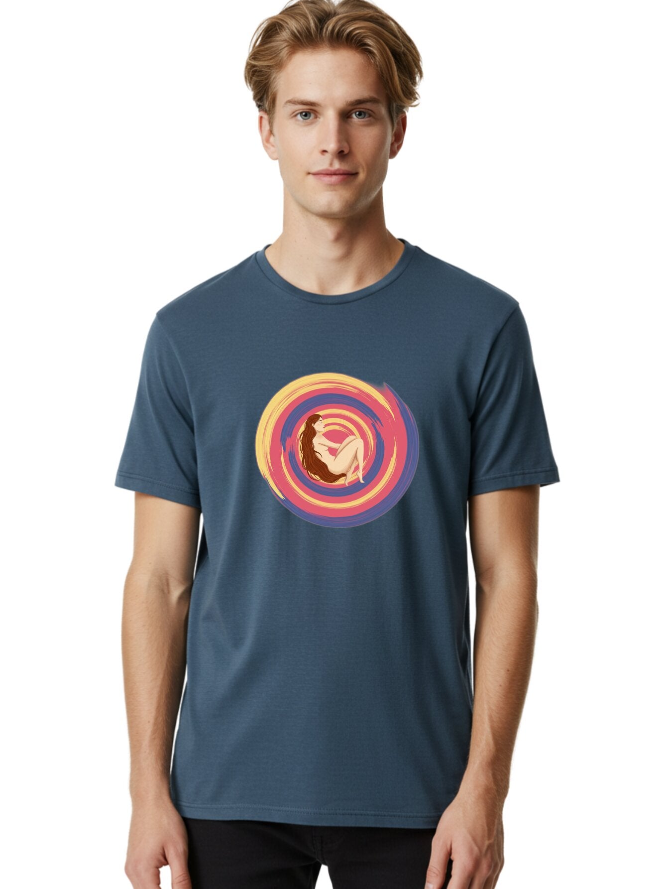 Woman-In-Swirl Men'S Graphic Tee, 100% Cotton, Comfortable Casual Summer Wear, Machine Washable, Vintage Camera, Old Camera, Antique Camera, Black Camera, Classic Photography, Photography Equipment, Nostalgic Device, Film Camera, Camera Art Baq228 30