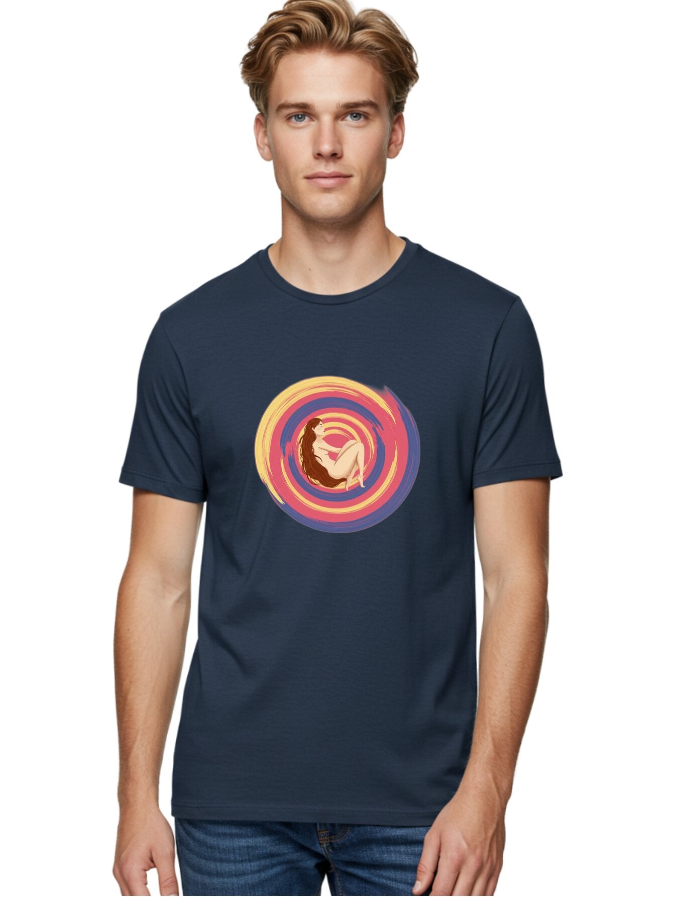 Woman-In-Swirl Men'S Graphic Tee, 100% Cotton, Comfortable Casual Summer Wear, Machine Washable, Vintage Camera, Old Camera, Antique Camera, Black Camera, Classic Photography, Photography Equipment, Nostalgic Device, Film Camera, Camera Art Baq228 24