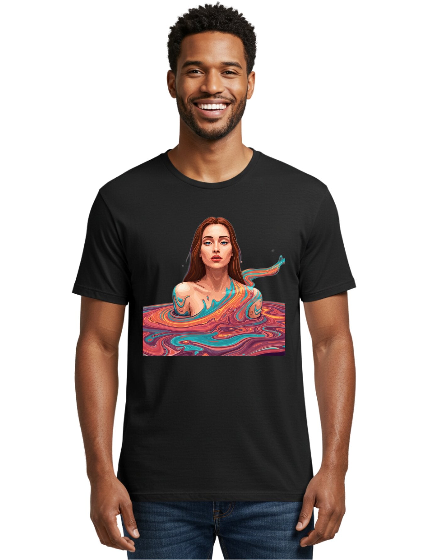 Woman-In-Swirling-Liquid Men'S Graphic Tee, 100% Cotton, Comfortable Casual Summer Wear, Machine Washable, Vintage Camera, Old Camera, Antique Camera, Black Camera, Classic Photography, Photography Equipment, Nostalgic Device, Film Camera, Baq229 18