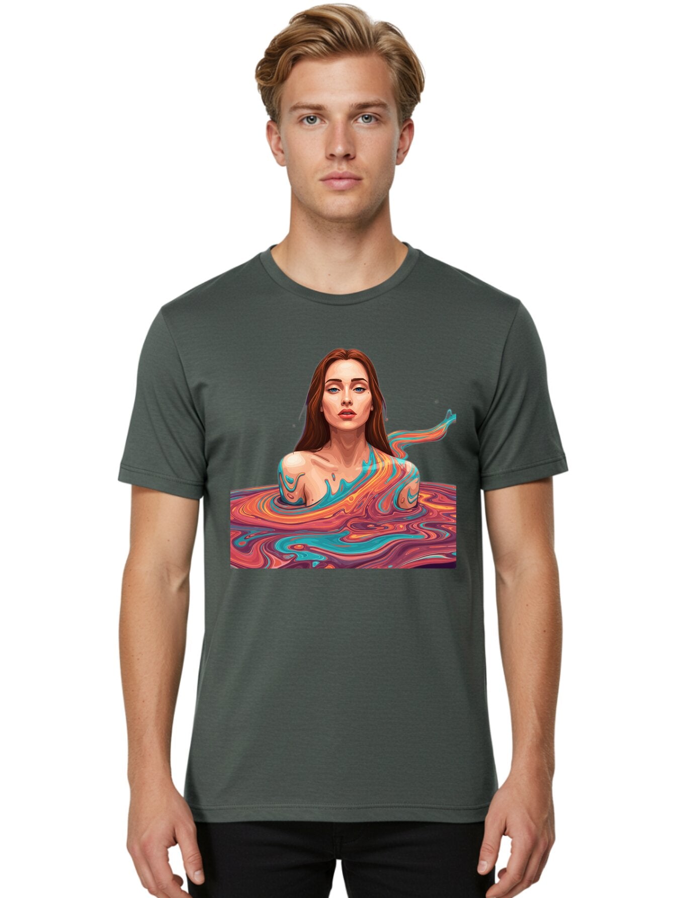 Woman-In-Swirling-Liquid Men'S Graphic Tee, 100% Cotton, Comfortable Casual Summer Wear, Machine Washable, Vintage Camera, Old Camera, Antique Camera, Black Camera, Classic Photography, Photography Equipment, Nostalgic Device, Film Camera, Baq229 26