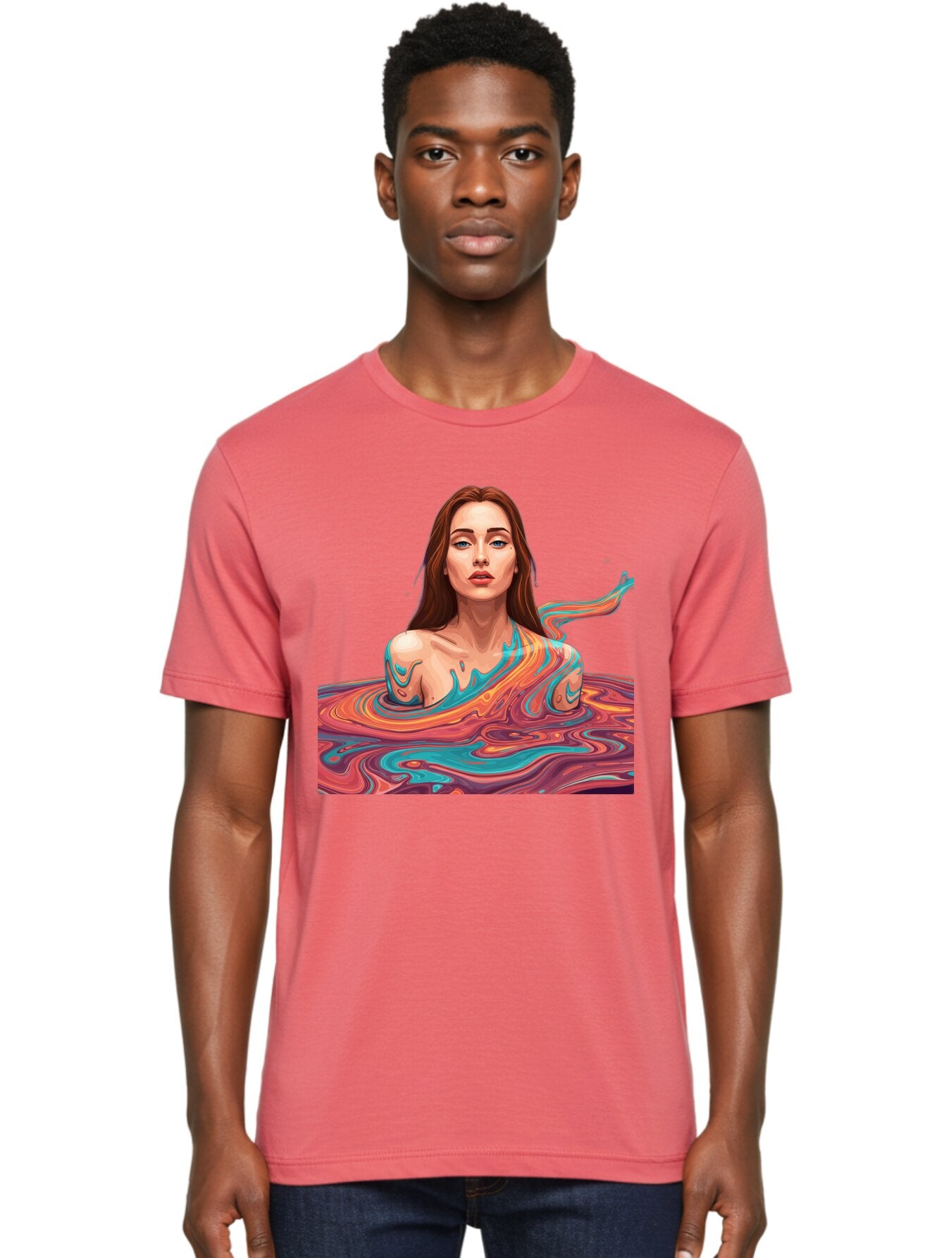 Woman-In-Swirling-Liquid Men'S Graphic Tee, 100% Cotton, Comfortable Casual Summer Wear, Machine Washable, Vintage Camera, Old Camera, Antique Camera, Black Camera, Classic Photography, Photography Equipment, Nostalgic Device, Film Camera, Baq229 21