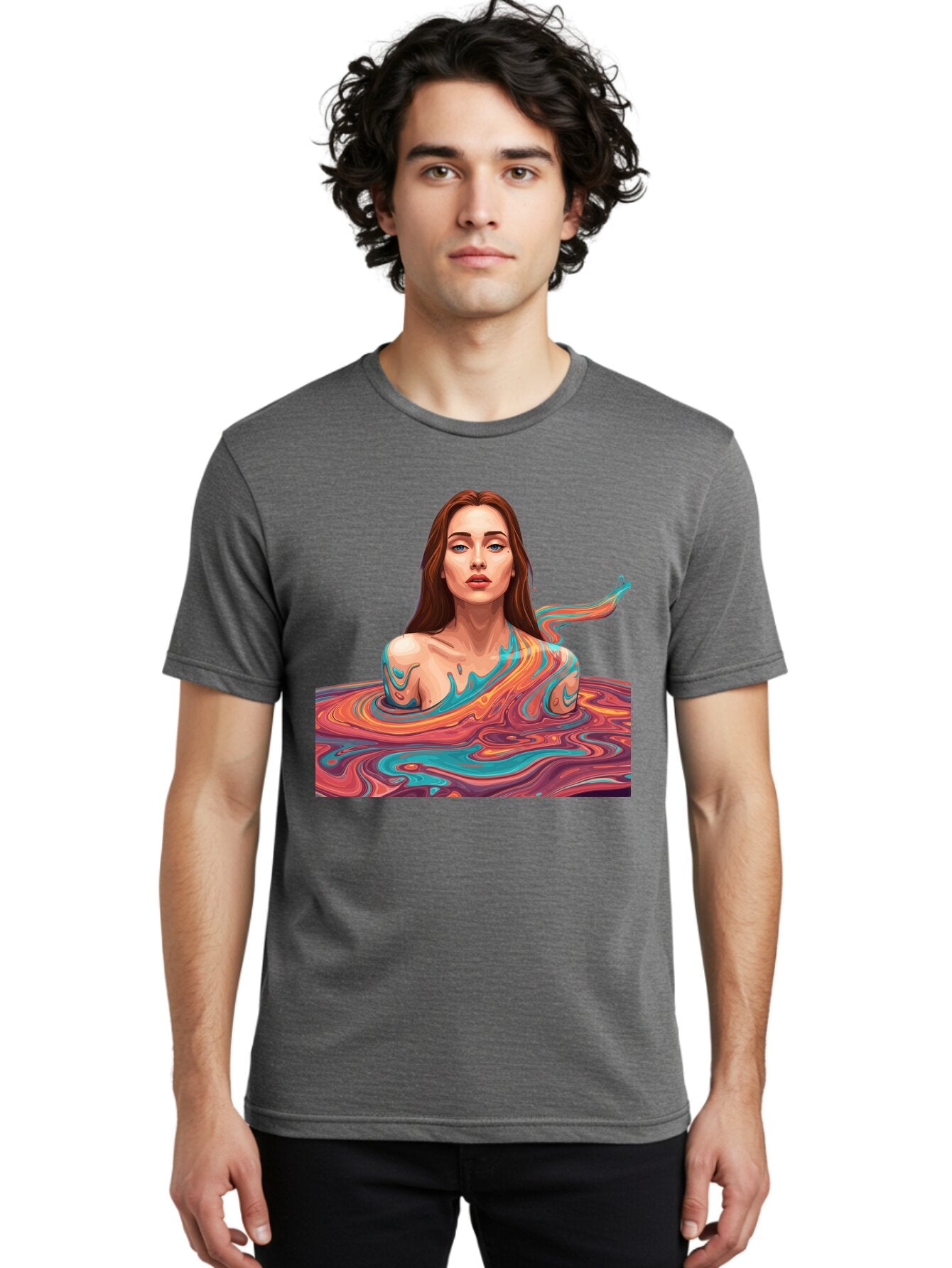 Woman-In-Swirling-Liquid Men'S Graphic Tee, 100% Cotton, Comfortable Casual Summer Wear, Machine Washable, Vintage Camera, Old Camera, Antique Camera, Black Camera, Classic Photography, Photography Equipment, Nostalgic Device, Film Camera, Baq229 16