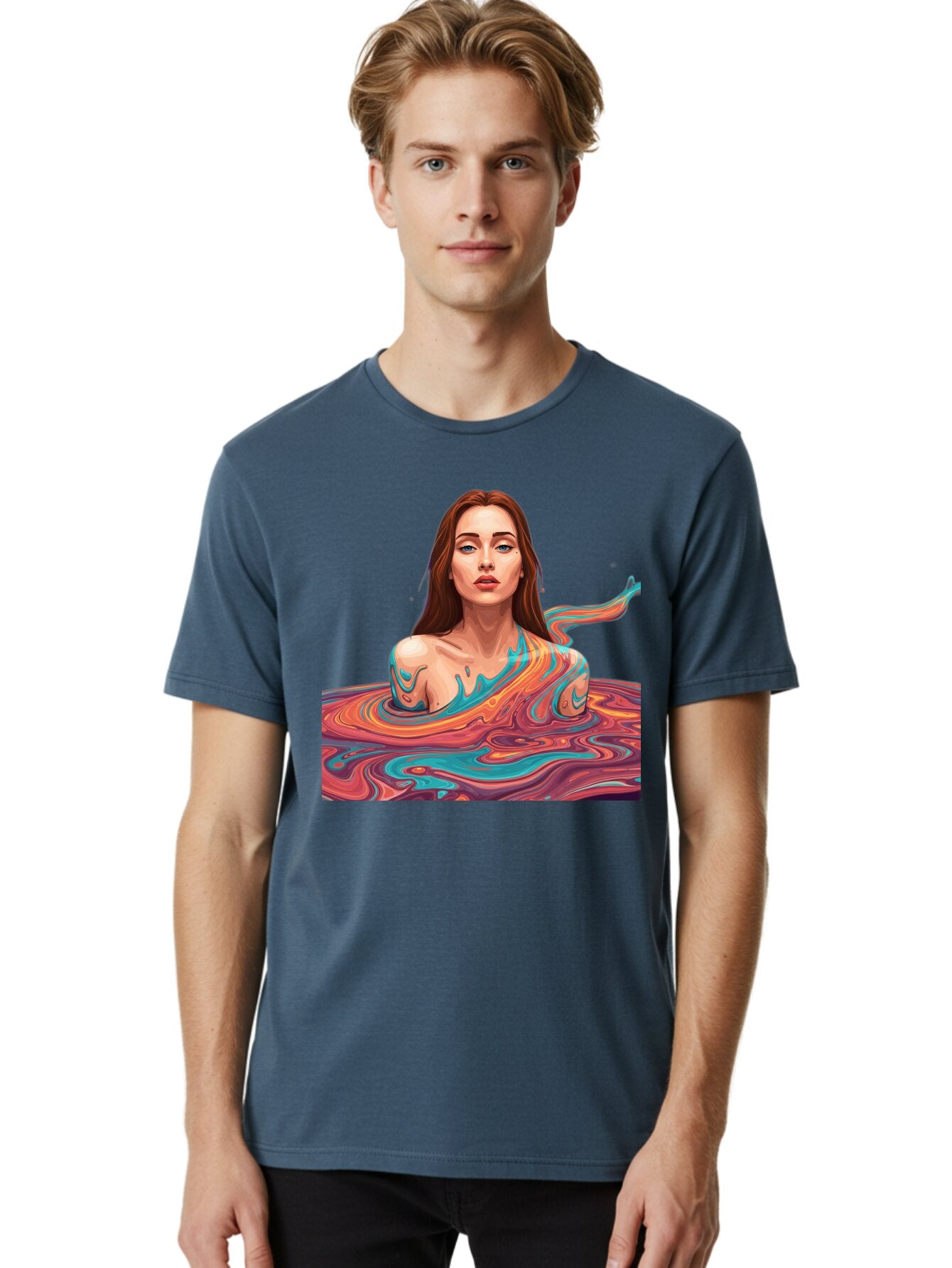 Woman-In-Swirling-Liquid Men'S Graphic Tee, 100% Cotton, Comfortable Casual Summer Wear, Machine Washable, Vintage Camera, Old Camera, Antique Camera, Black Camera, Classic Photography, Photography Equipment, Nostalgic Device, Film Camera, Baq229 20