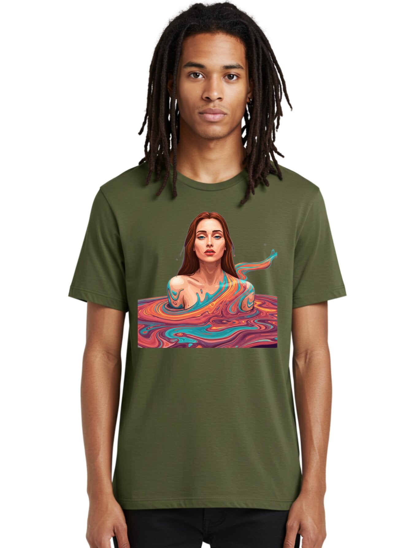 Woman-In-Swirling-Liquid Men'S Graphic Tee, 100% Cotton, Comfortable Casual Summer Wear, Machine Washable, Vintage Camera, Old Camera, Antique Camera, Black Camera, Classic Photography, Photography Equipment, Nostalgic Device, Film Camera, Baq229 23