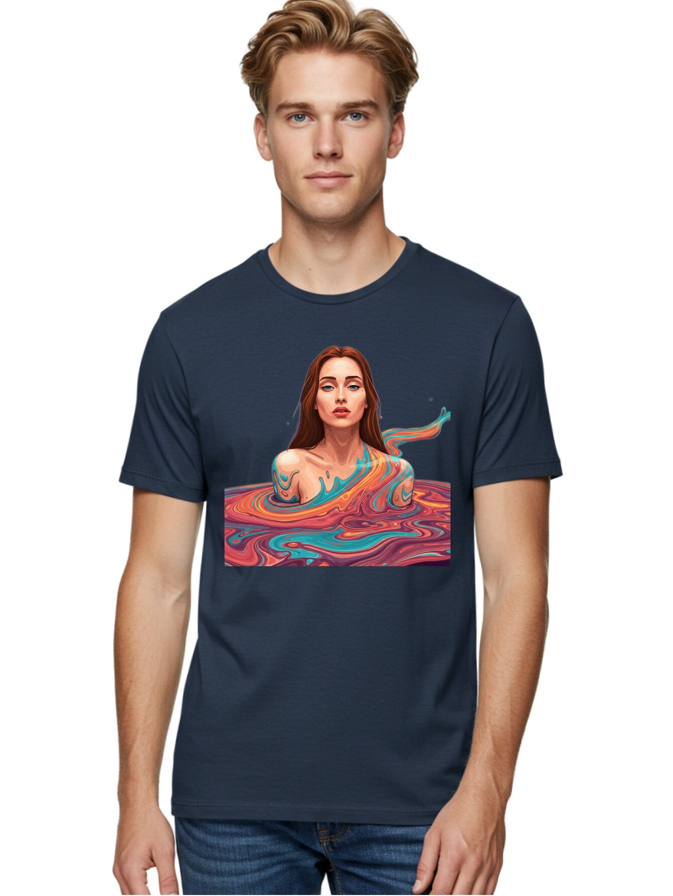 Woman-In-Swirling-Liquid Men'S Graphic Tee, 100% Cotton, Comfortable Casual Summer Wear, Machine Washable, Vintage Camera, Old Camera, Antique Camera, Black Camera, Classic Photography, Photography Equipment, Nostalgic Device, Film Camera, Baq229 22
