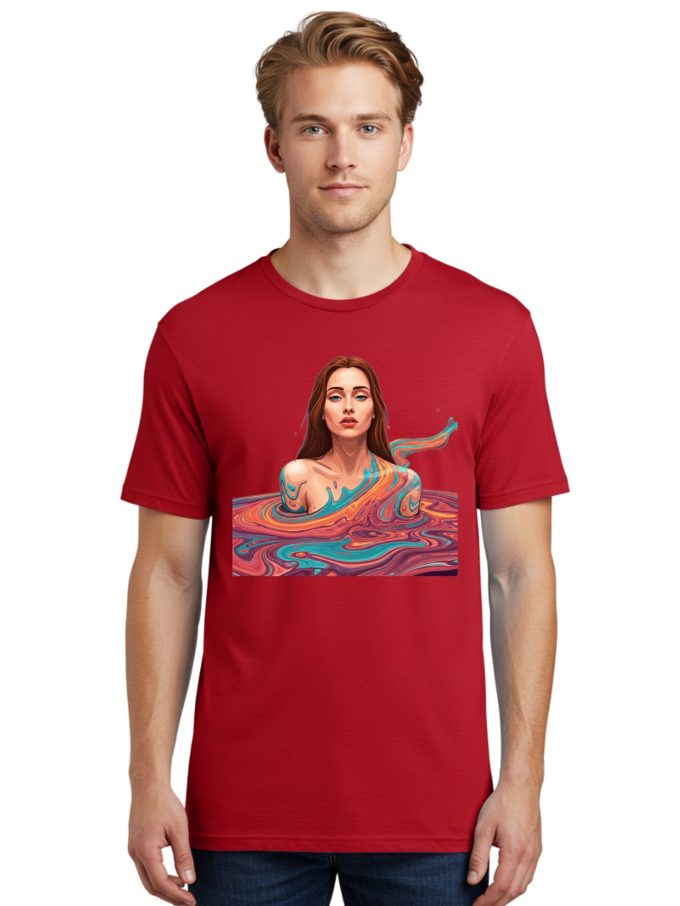 Woman-In-Swirling-Liquid Men'S Graphic Tee, 100% Cotton, Comfortable Casual Summer Wear, Machine Washable, Vintage Camera, Old Camera, Antique Camera, Black Camera, Classic Photography, Photography Equipment, Nostalgic Device, Film Camera, Baq229 27