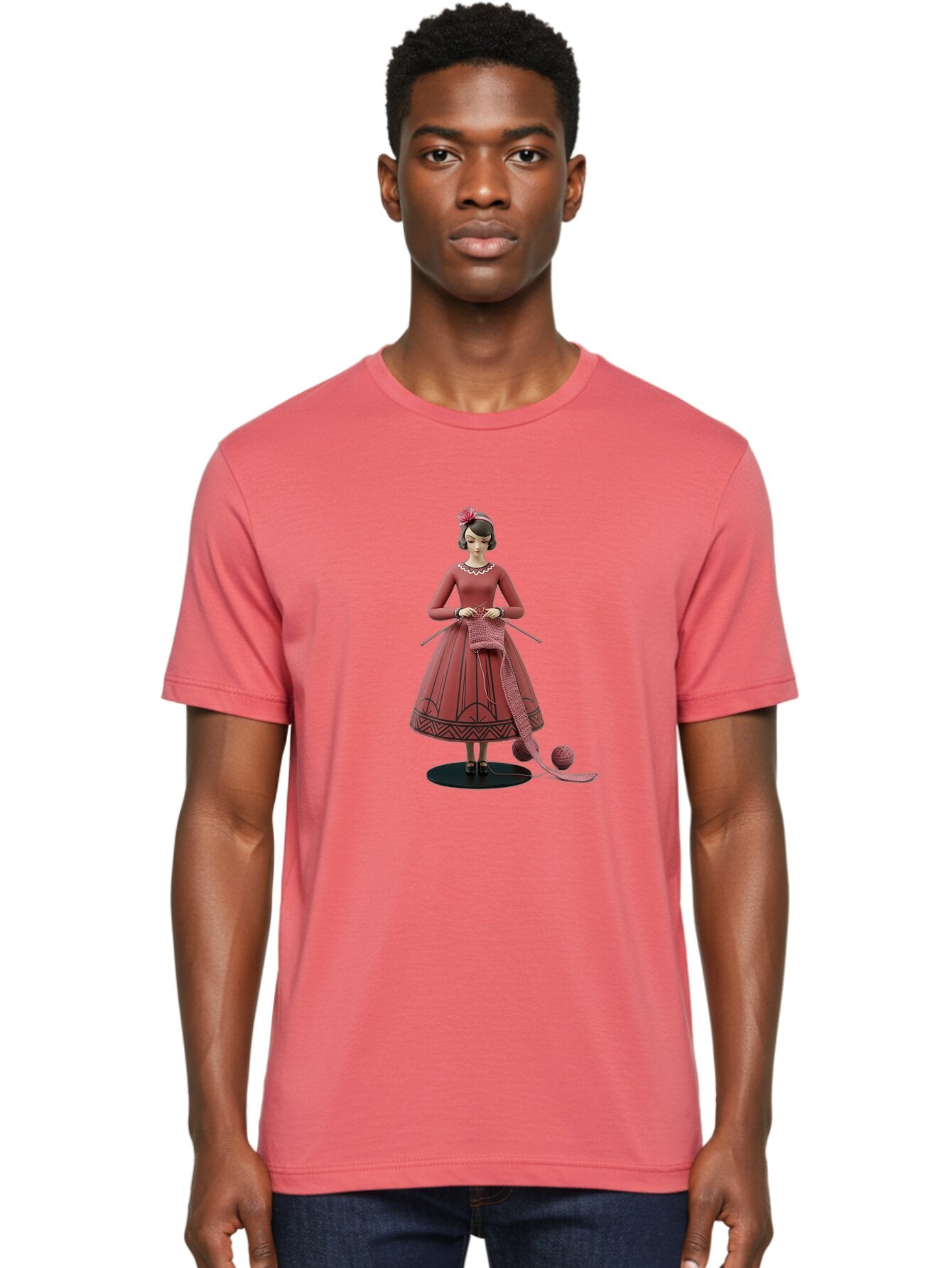 Woman-Knitting Men'S Graphic Tee, 100% Cotton, Comfortable Casual Summer Wear, Machine Washable, Vintage Camera, Old Camera, Antique Camera, Black Camera, Classic Photography, Photography Equipment, Nostalgic Device, Film Camera, Camera Art Baq230 17