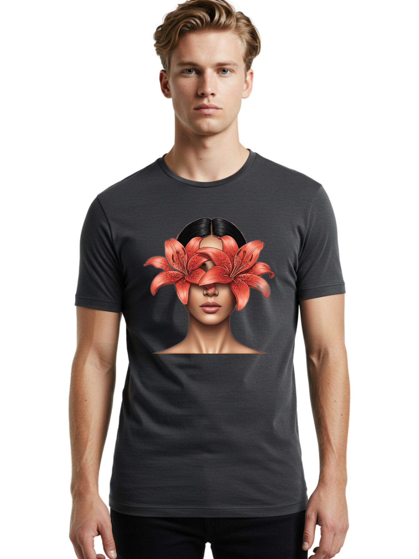 Woman-With-Lilies Men'S Graphic Tee, 100% Cotton, Comfortable Casual Summer Wear, Machine Washable, Vintage Camera, Old Camera, Antique Camera, Black Camera, Classic Photography, Photography Equipment, Nostalgic Device, Film Camera, Camera Art Baq233 25