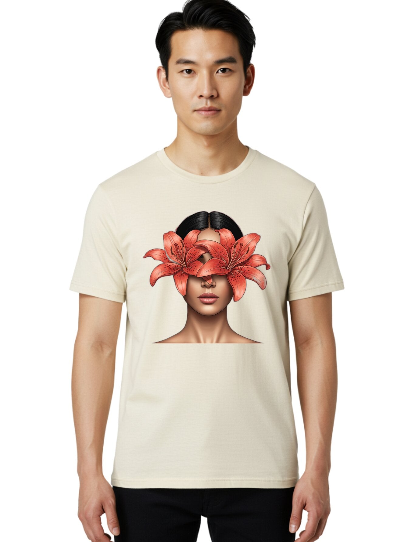 Woman-With-Lilies Men'S Graphic Tee, 100% Cotton, Comfortable Casual Summer Wear, Machine Washable, Vintage Camera, Old Camera, Antique Camera, Black Camera, Classic Photography, Photography Equipment, Nostalgic Device, Film Camera, Camera Art Baq233 26