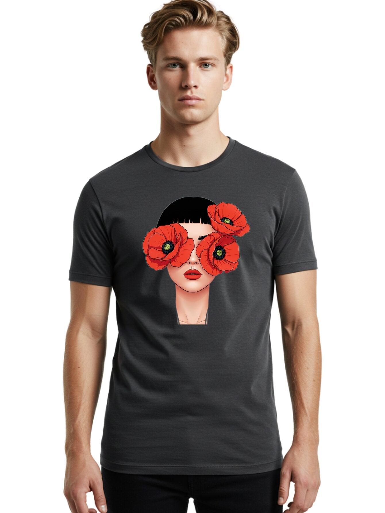 Woman-With-Poppies Men'S Graphic Tee, 100% Cotton, Comfortable Casual Summer Wear, Machine Washable, Vintage Camera, Old Camera, Antique Camera, Black Camera, Classic Photography, Photography Equipment, Nostalgic Device, Film Camera, Baq234 27