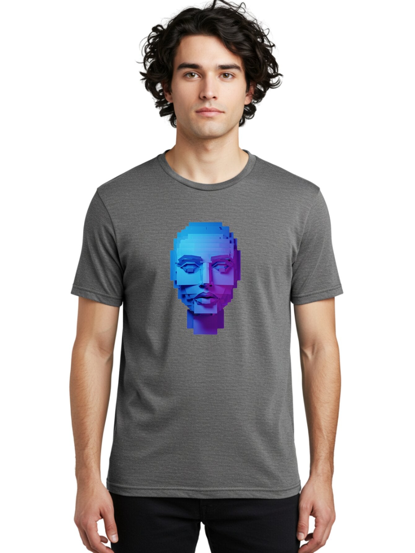 3D-Pixelated-Face Men'S Graphic Tee, 100% Cotton, Comfortable Casual Summer Wear, Machine Washable, Vintage Camera, Old Camera, Antique Camera, Black Camera, Classic Photography, Photography Equipment, Nostalgic Device, Film Camera, Camera Art Baq250 16