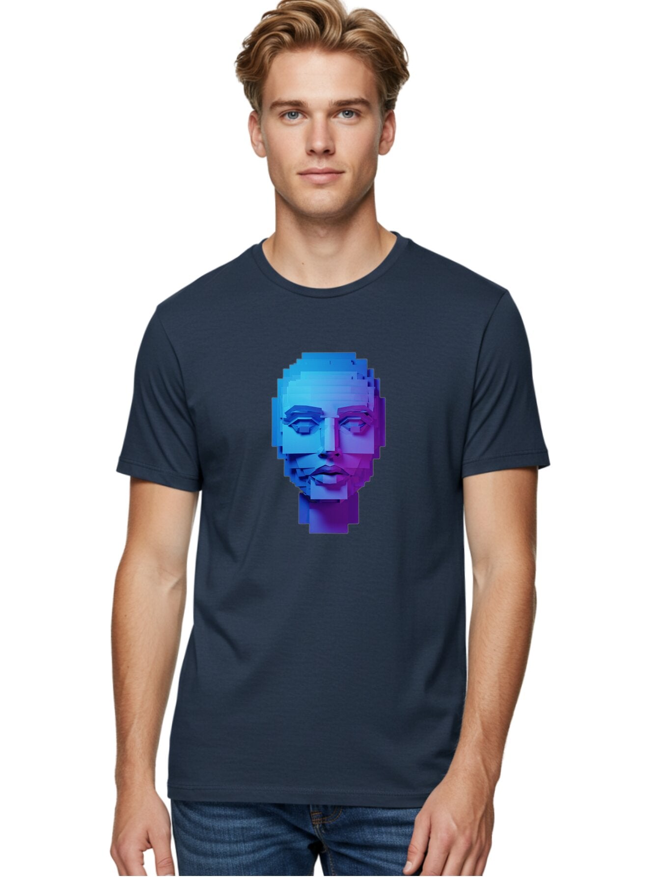 3D-Pixelated-Face Men'S Graphic Tee, 100% Cotton, Comfortable Casual Summer Wear, Machine Washable, Vintage Camera, Old Camera, Antique Camera, Black Camera, Classic Photography, Photography Equipment, Nostalgic Device, Film Camera, Camera Art Baq250 18