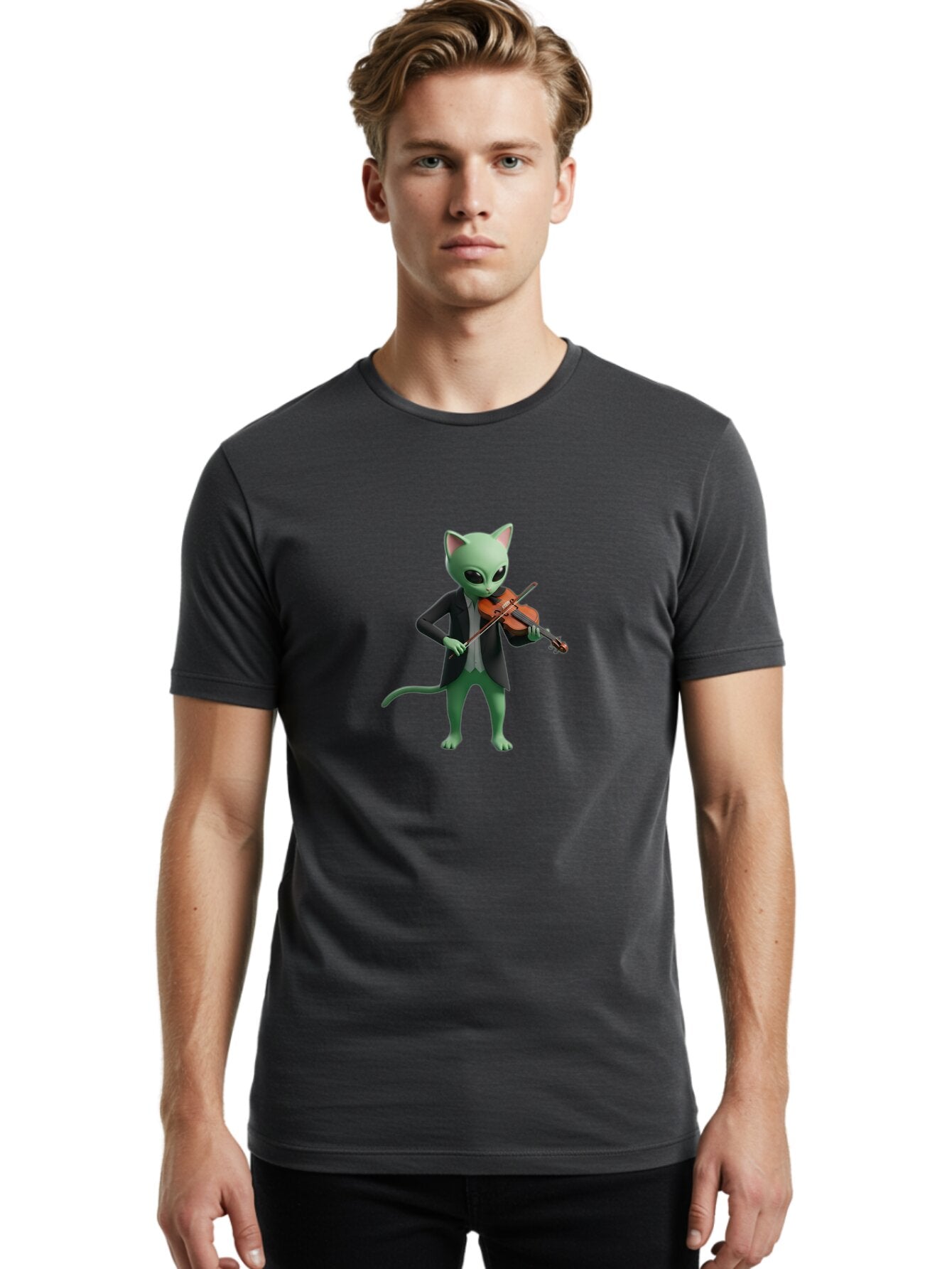 Alien-Cat-Violinist Men'S Graphic Tee, 100% Cotton, Comfortable Casual Summer Wear, Machine Washable, Vintage Camera, Old Camera, Antique Camera, Black Camera, Classic Photography, Photography Equipment, Nostalgic Device, Film Camera, Baq257 23