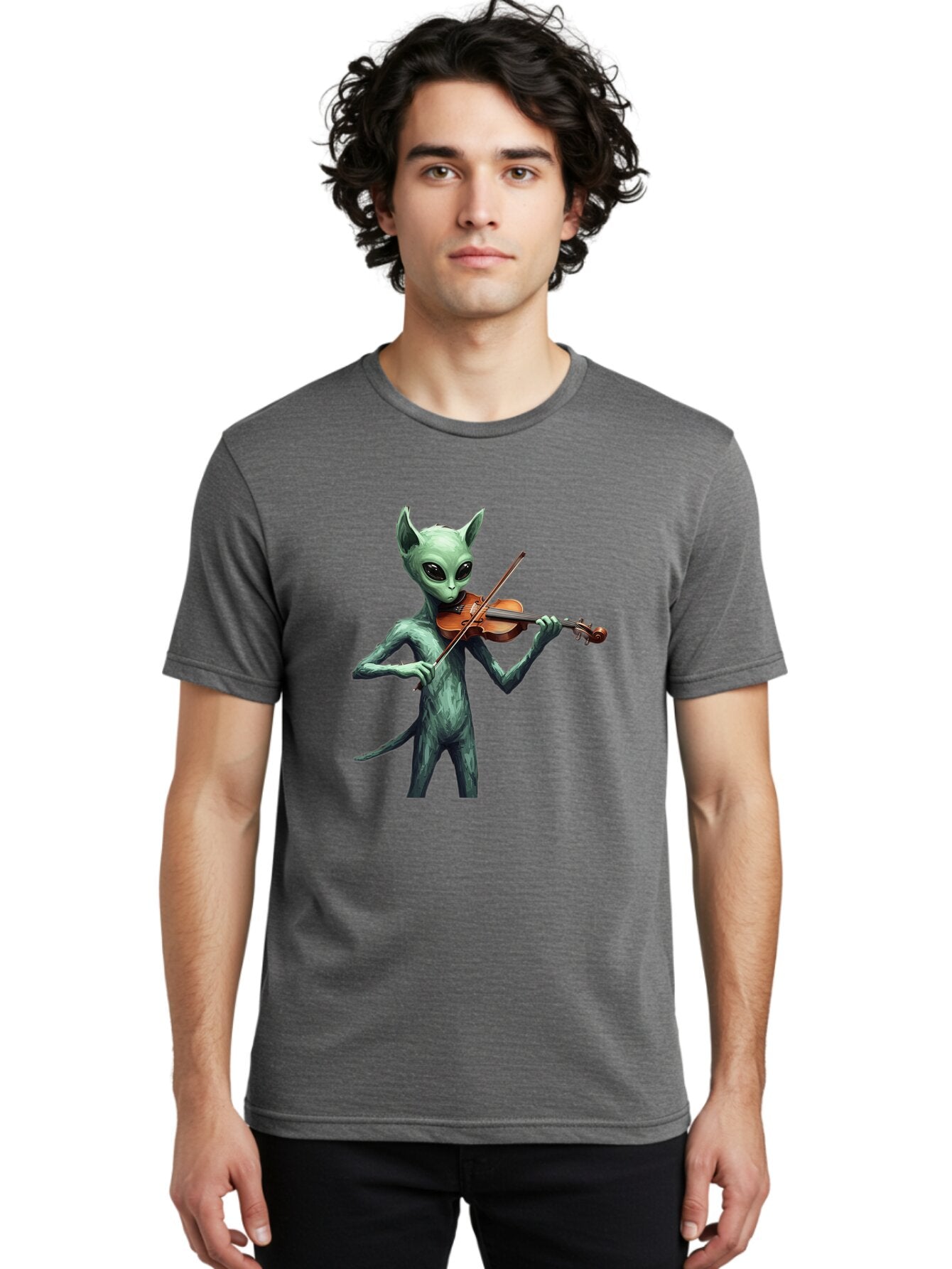 Alien-Playing-Violin-1 Men'S Graphic Tee, 100% Cotton, Comfortable Casual Summer Wear, Machine Washable, Vintage Camera, Old Camera, Antique Camera, Black Camera, Classic Photography, Photography Equipment, Nostalgic Device, Film Camera, Baq260 21