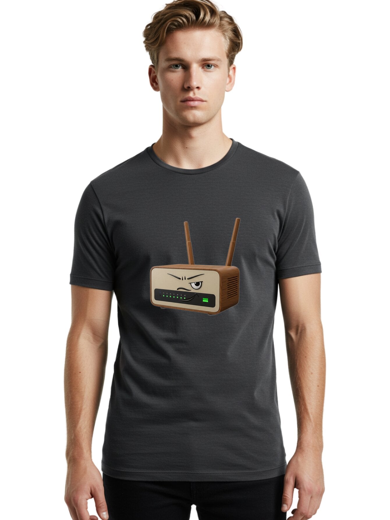 Angry-Router-1 Men'S Graphic Tee, 100% Cotton, Comfortable Casual Summer Wear, Machine Washable, Vintage Camera, Old Camera, Antique Camera, Black Camera, Classic Photography, Photography Equipment, Nostalgic Device, Film Camera, Camera Art Baq275 19
