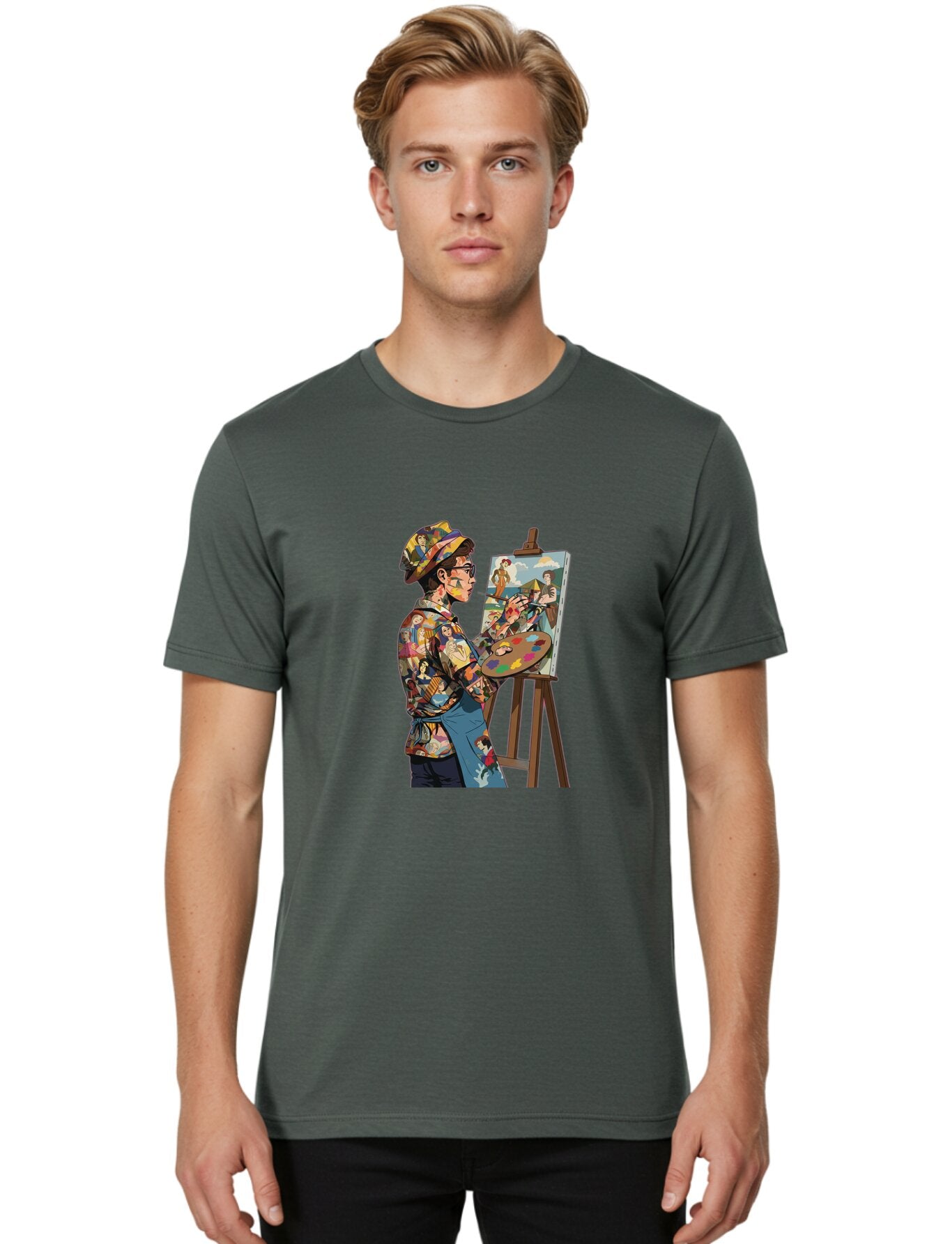 Artist-Painting Men'S Graphic Tee, 100% Cotton, Comfortable Casual Summer Wear, Machine Washable, Vintage Camera, Old Camera, Antique Camera, Black Camera, Classic Photography, Photography Equipment, Nostalgic Device, Film Camera, Camera Art Baq291 26