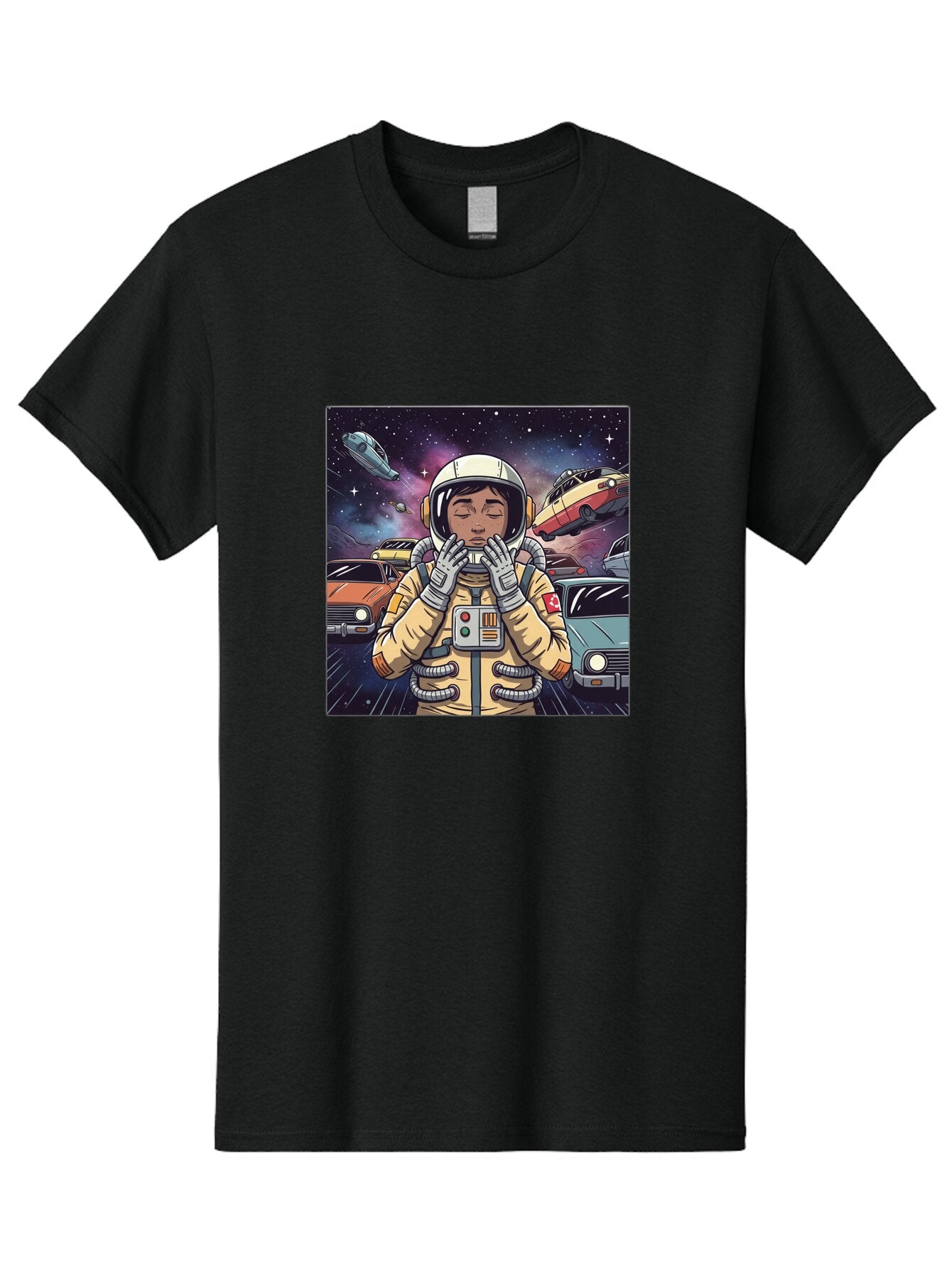 Astronaut-With-Cars-In-Space Men'S Graphic Tee, 100% Cotton, Comfortable Casual Summer Wear, Machine Washable, Vintage Camera, Old Camera, Antique Camera, Black Camera, Classic Photography, Photography Equipment, Nostalgic Device, Film Camera, Baq298 4