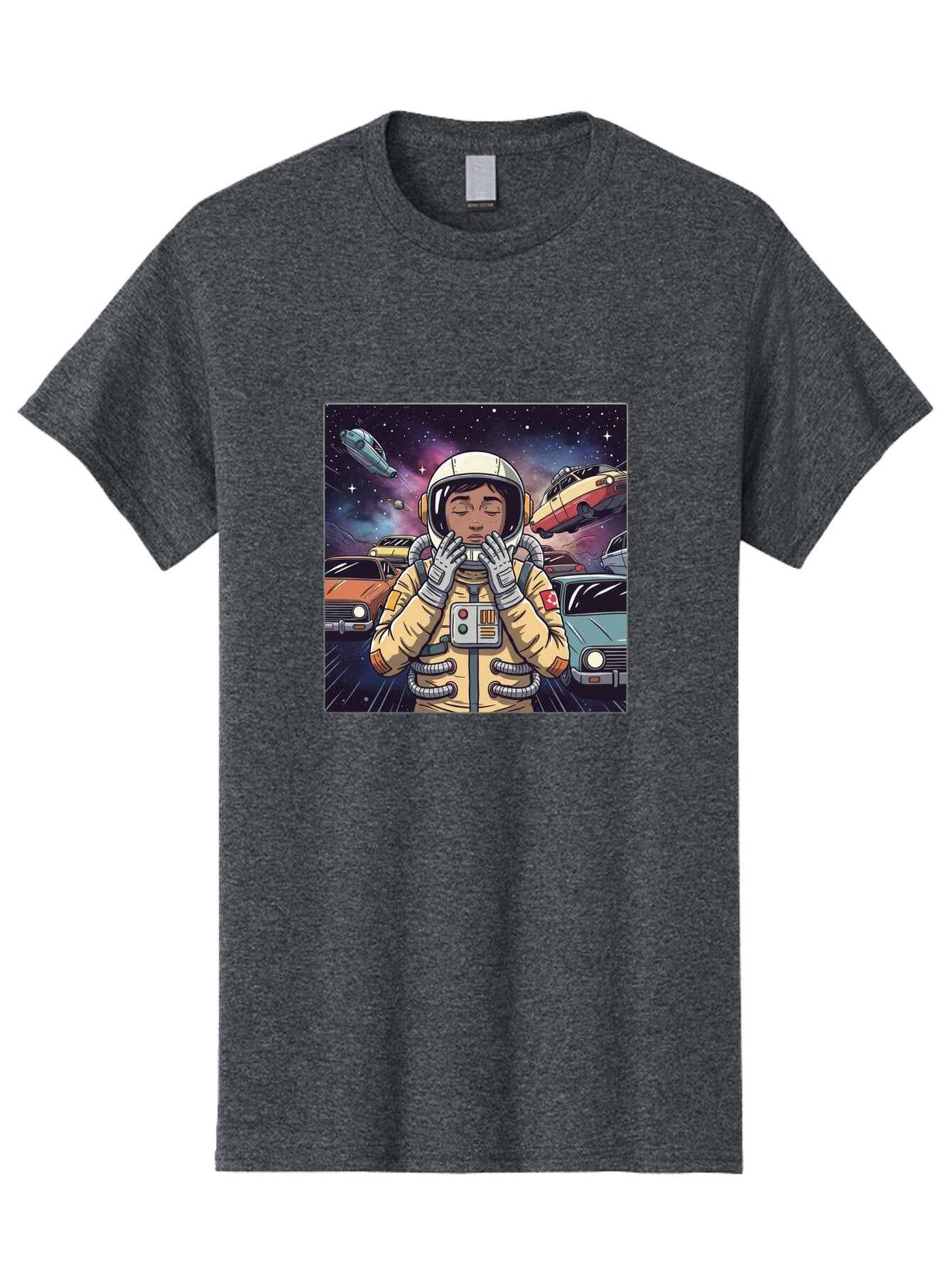 Astronaut-With-Cars-In-Space Men'S Graphic Tee, 100% Cotton, Comfortable Casual Summer Wear, Machine Washable, Vintage Camera, Old Camera, Antique Camera, Black Camera, Classic Photography, Photography Equipment, Nostalgic Device, Film Camera, Baq298 1