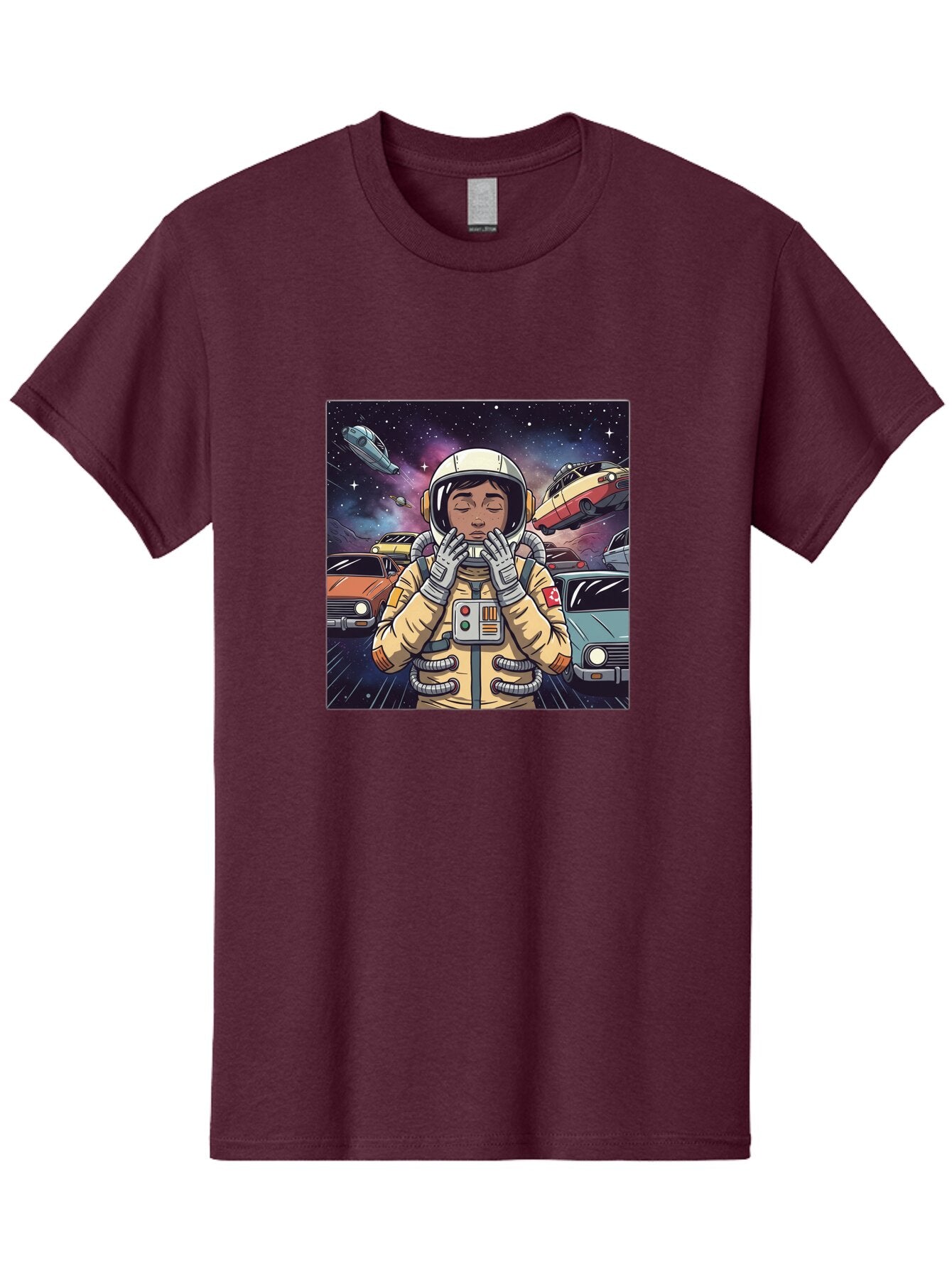 Astronaut-With-Cars-In-Space Men'S Graphic Tee, 100% Cotton, Comfortable Casual Summer Wear, Machine Washable, Vintage Camera, Old Camera, Antique Camera, Black Camera, Classic Photography, Photography Equipment, Nostalgic Device, Film Camera, Baq298 2