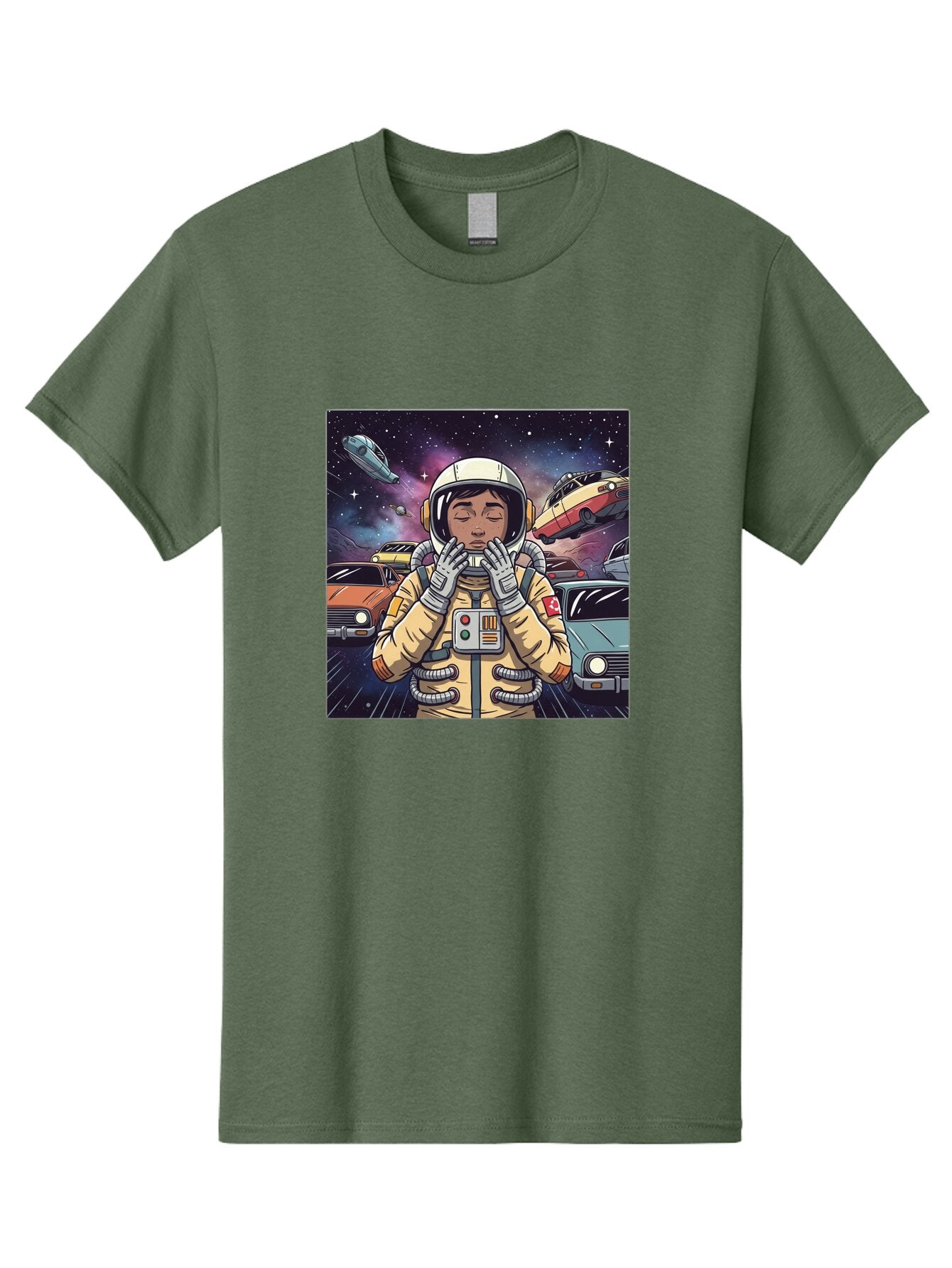 Astronaut-With-Cars-In-Space Men'S Graphic Tee, 100% Cotton, Comfortable Casual Summer Wear, Machine Washable, Vintage Camera, Old Camera, Antique Camera, Black Camera, Classic Photography, Photography Equipment, Nostalgic Device, Film Camera, Baq298 8