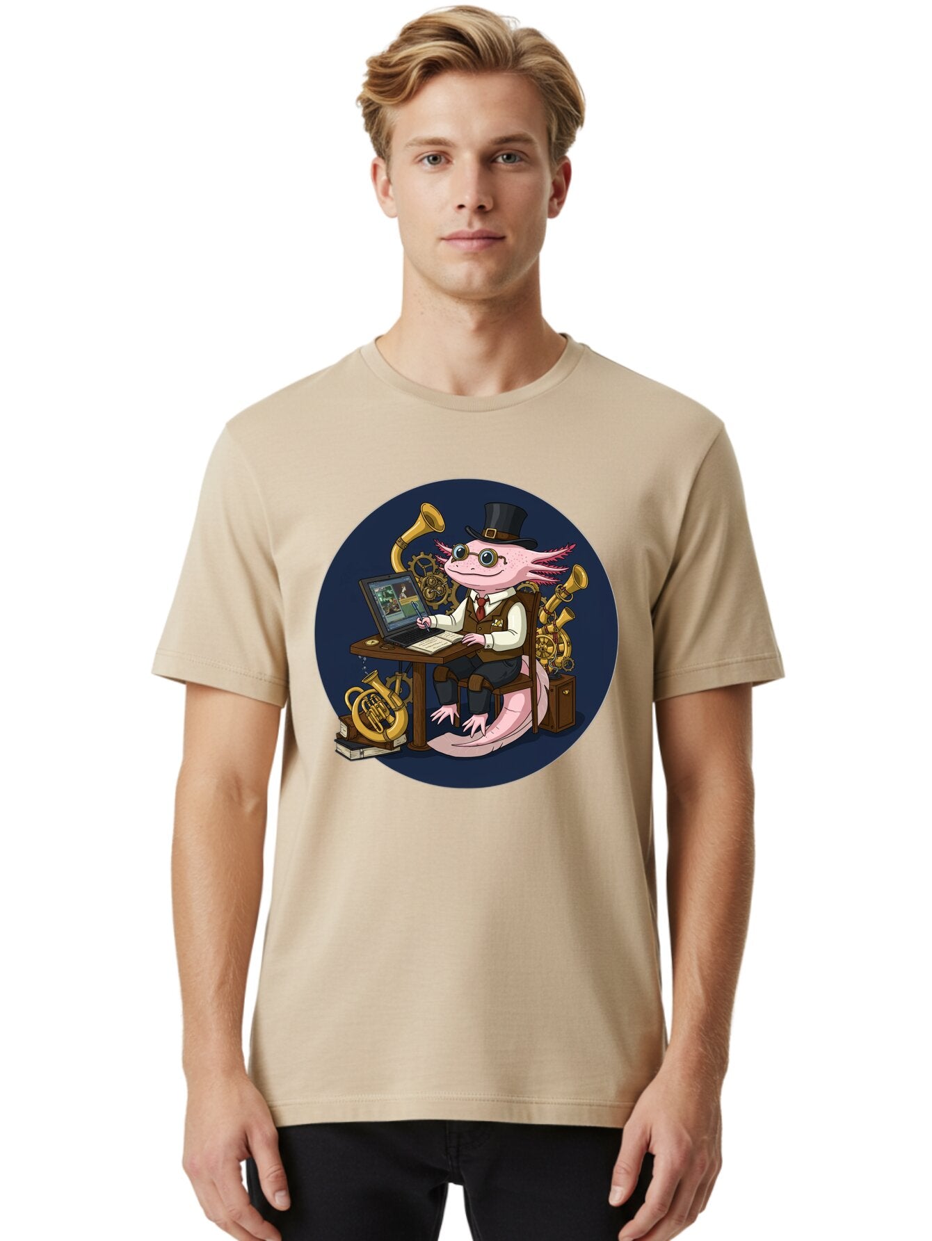 Axolotl-Conductor Men'S Graphic Tee, 100% Cotton, Comfortable Casual Summer Wear, Machine Washable, Vintage Camera, Old Camera, Antique Camera, Black Camera, Classic Photography, Photography Equipment, Nostalgic Device, Film Camera, Camera Art Baq303 30