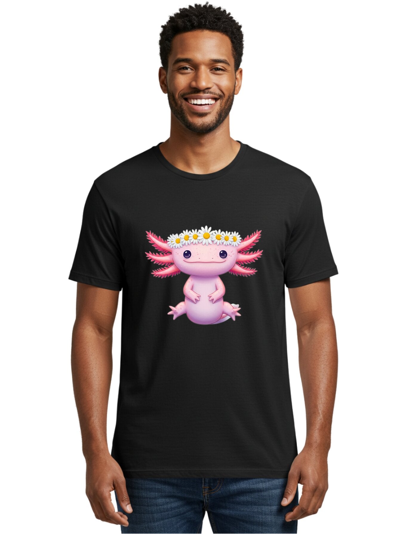 Axolotl-With-Daisy-Crown Men'S Graphic Tee, 100% Cotton, Comfortable Casual Summer Wear, Machine Washable, Vintage Camera, Old Camera, Antique Camera, Black Camera, Classic Photography, Photography Equipment, Nostalgic Device, Film Camera, Baq308 16