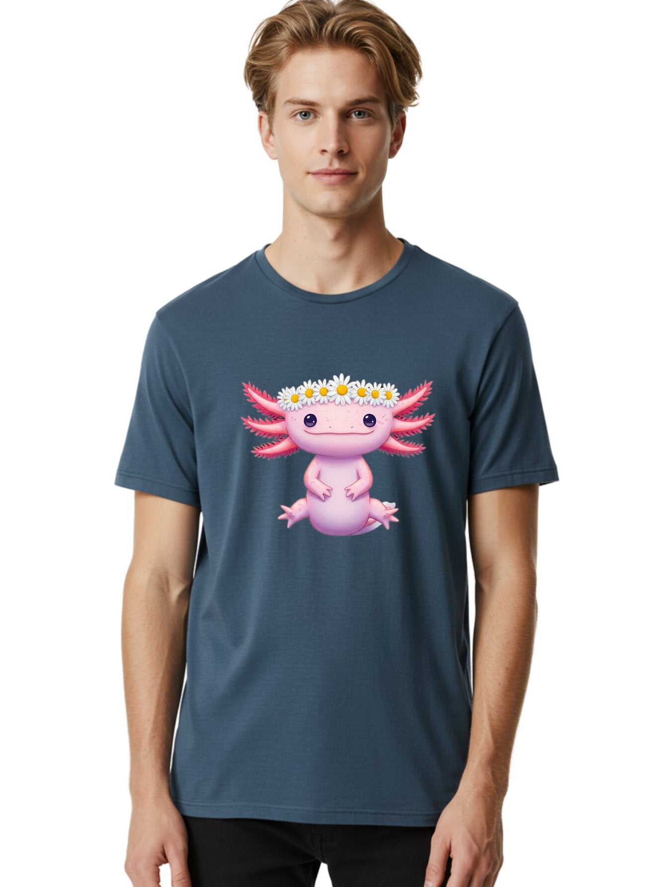 Axolotl-With-Daisy-Crown Men'S Graphic Tee, 100% Cotton, Comfortable Casual Summer Wear, Machine Washable, Vintage Camera, Old Camera, Antique Camera, Black Camera, Classic Photography, Photography Equipment, Nostalgic Device, Film Camera, Baq308 22