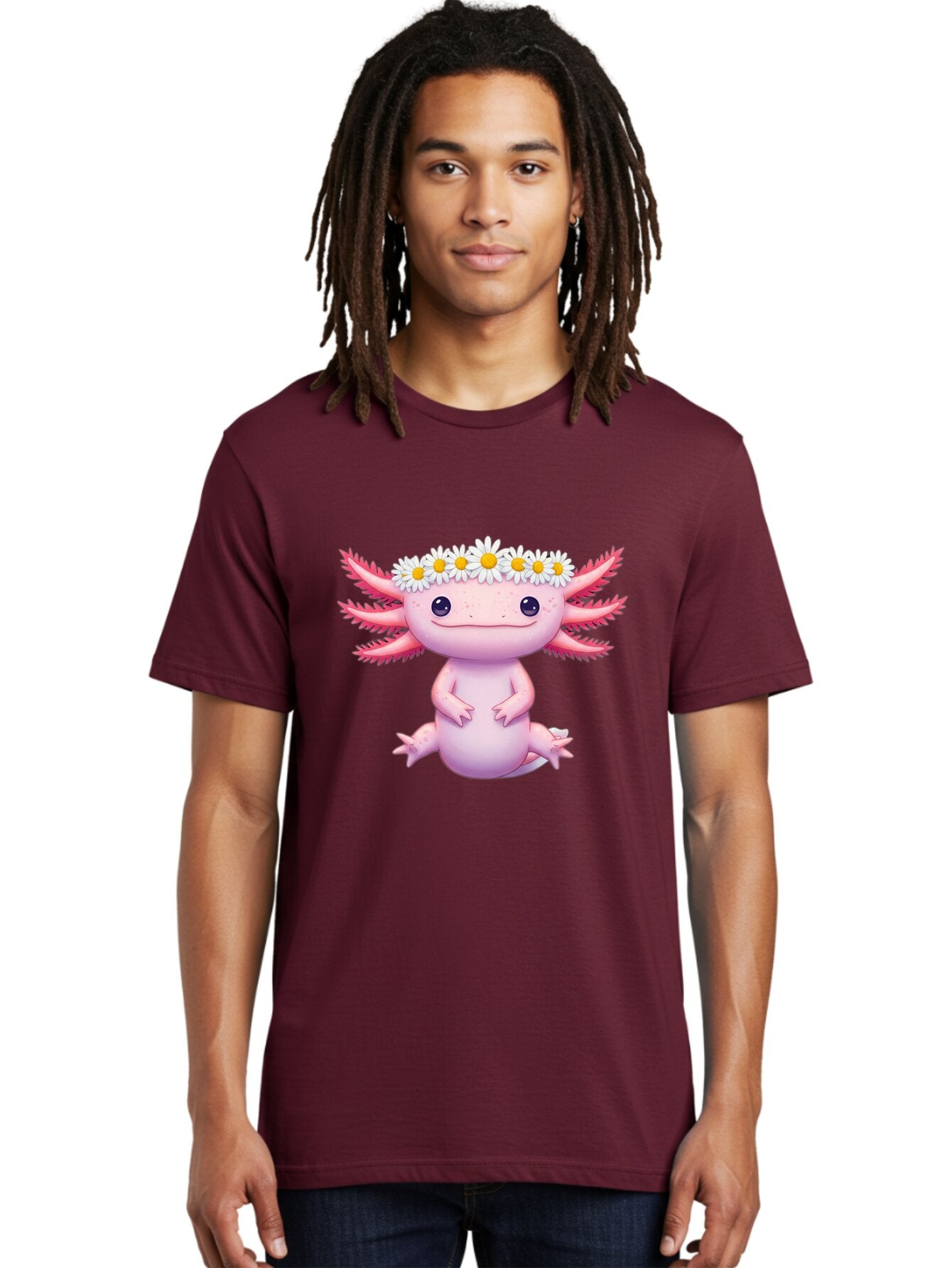 Axolotl-With-Daisy-Crown Men'S Graphic Tee, 100% Cotton, Comfortable Casual Summer Wear, Machine Washable, Vintage Camera, Old Camera, Antique Camera, Black Camera, Classic Photography, Photography Equipment, Nostalgic Device, Film Camera, Baq308 30