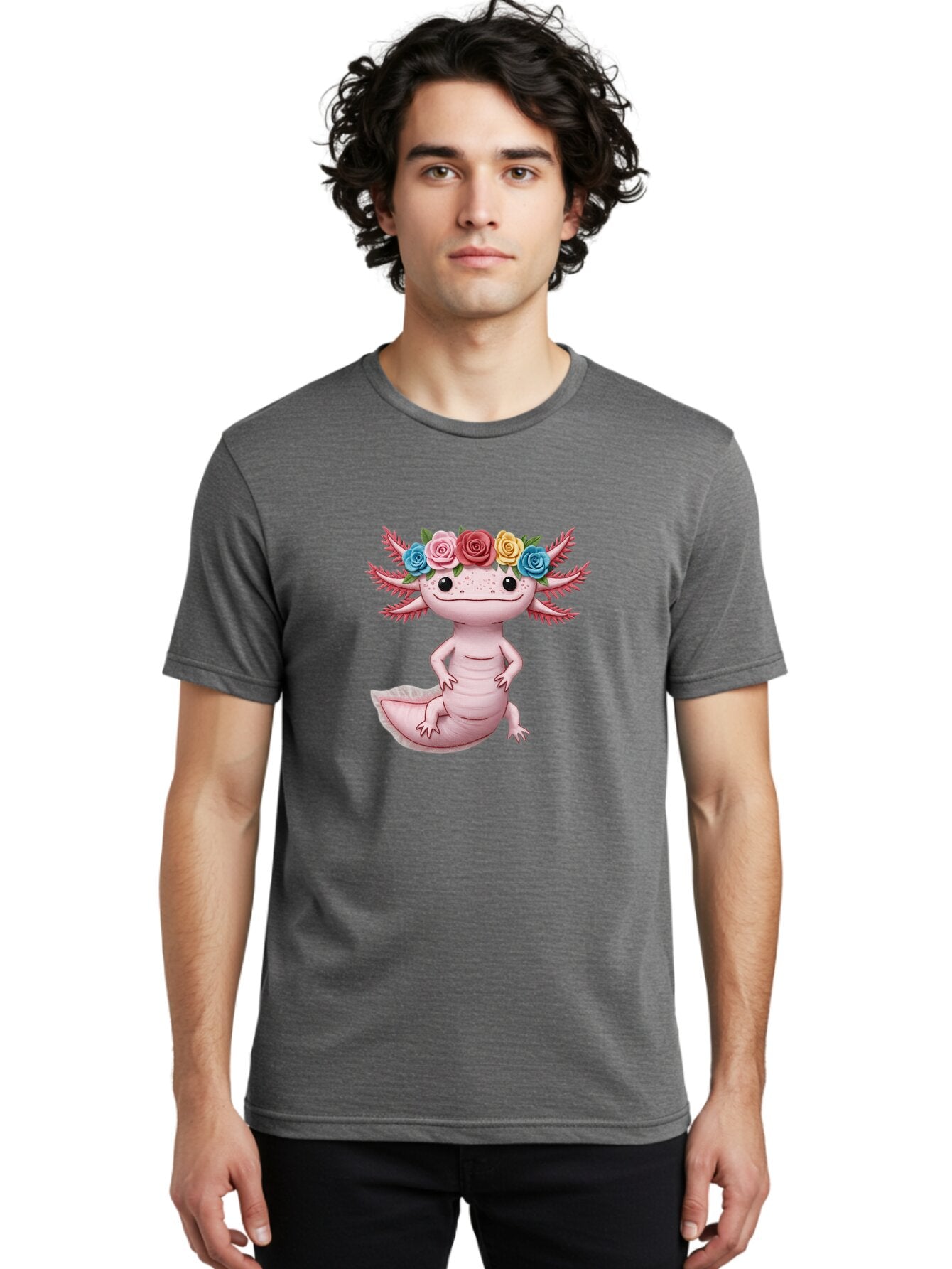 Axolotl-With-Flower-Crown-1 Men'S Graphic Tee, 100% Cotton, Comfortable Casual Summer Wear, Machine Washable, Vintage Camera, Old Camera, Antique Camera, Black Camera, Classic Photography, Photography Equipment, Nostalgic Device, Film Camera, Baq310 20